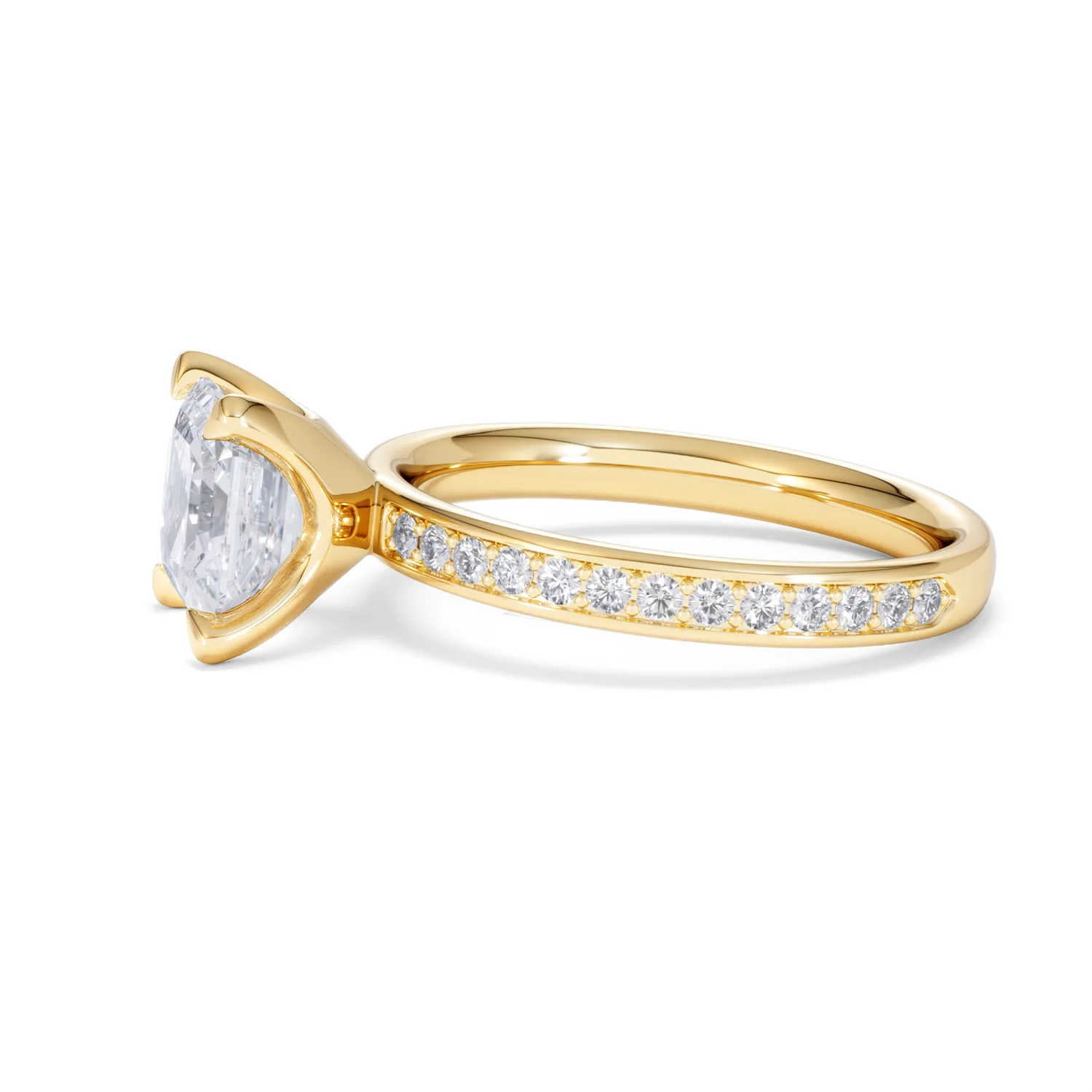 Origin 2.25ct Asscher Cut Lab Diamond Solitaire Engagement Ring with Side Stones in 18K Yellow Gold - Image 70
