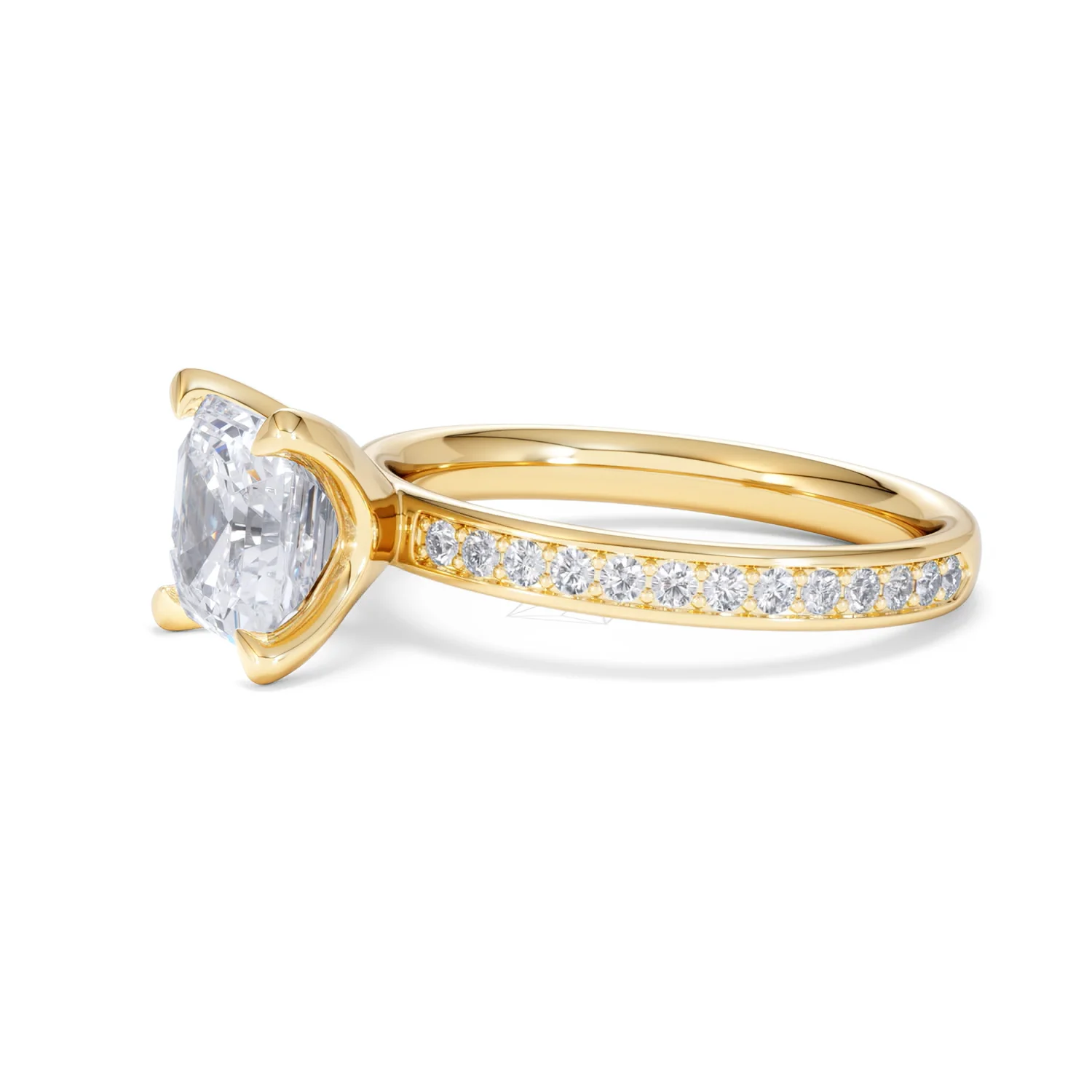 Origin 2.25ct Asscher Cut Lab Diamond Solitaire Engagement Ring with Side Stones in 18K Yellow Gold - Image 73