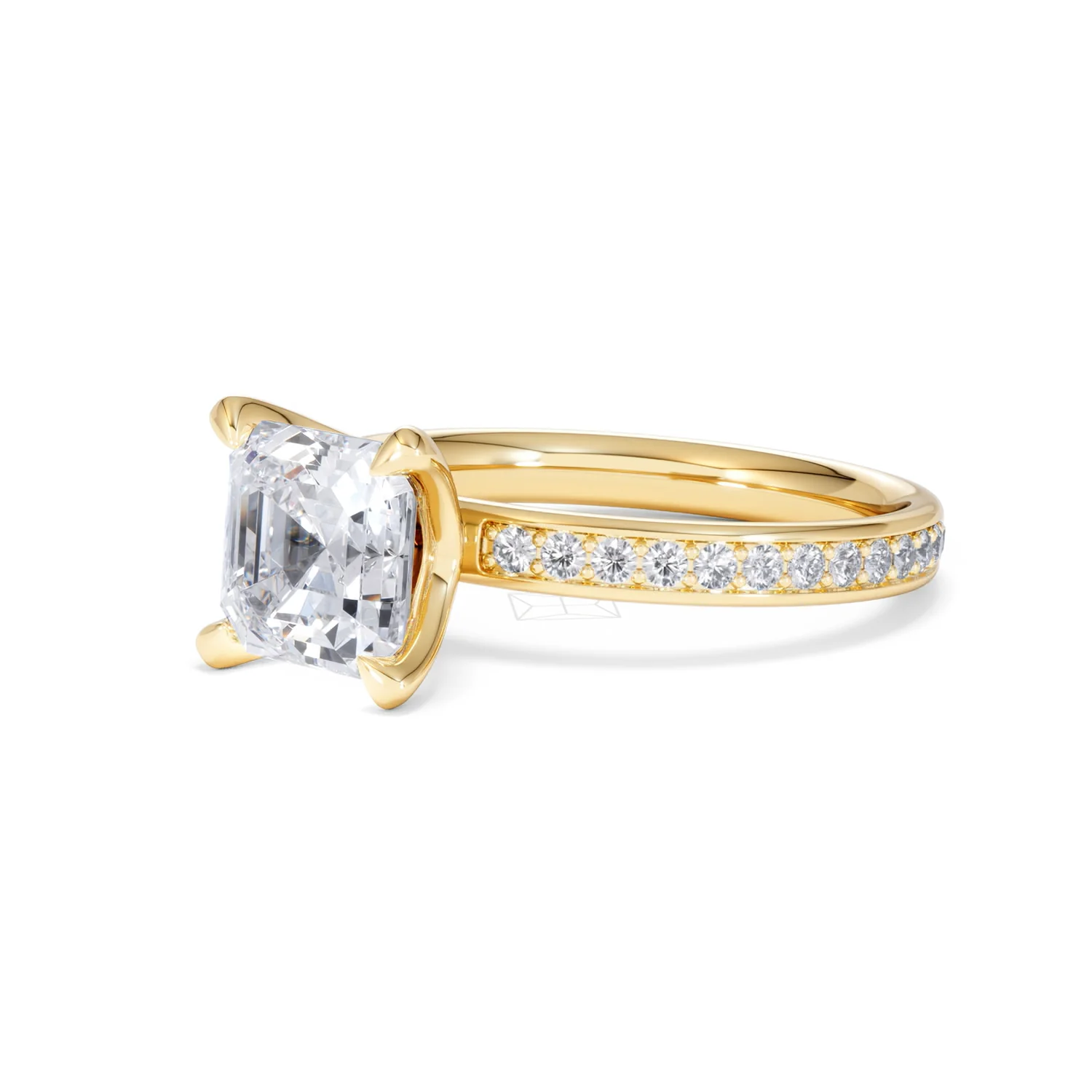 Origin 2.25ct Asscher Cut Lab Diamond Solitaire Engagement Ring with Side Stones in 18K Yellow Gold - Image 78