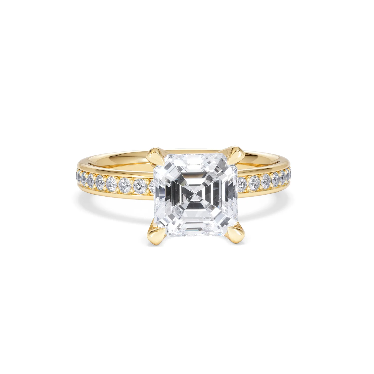 Origin 2.25ct Asscher Cut Lab Diamond Solitaire Engagement Ring with Side Stones in 18K Yellow Gold - Image 8
