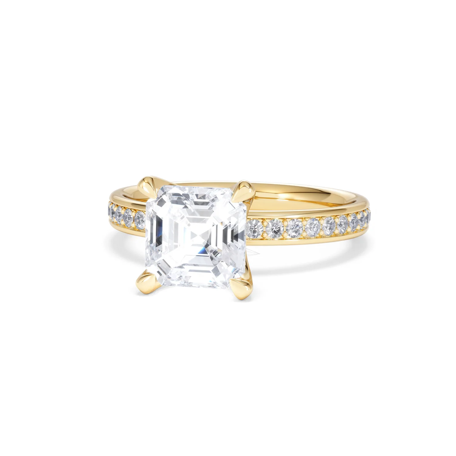 Origin 2.25ct Asscher Cut Lab Diamond Solitaire Engagement Ring with Side Stones in 18K Yellow Gold - Image 84