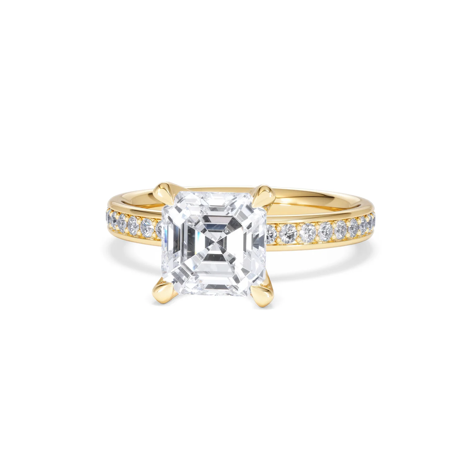 Origin 2.25ct Asscher Cut Lab Diamond Solitaire Engagement Ring with Side Stones in 18K Yellow Gold - Image 85