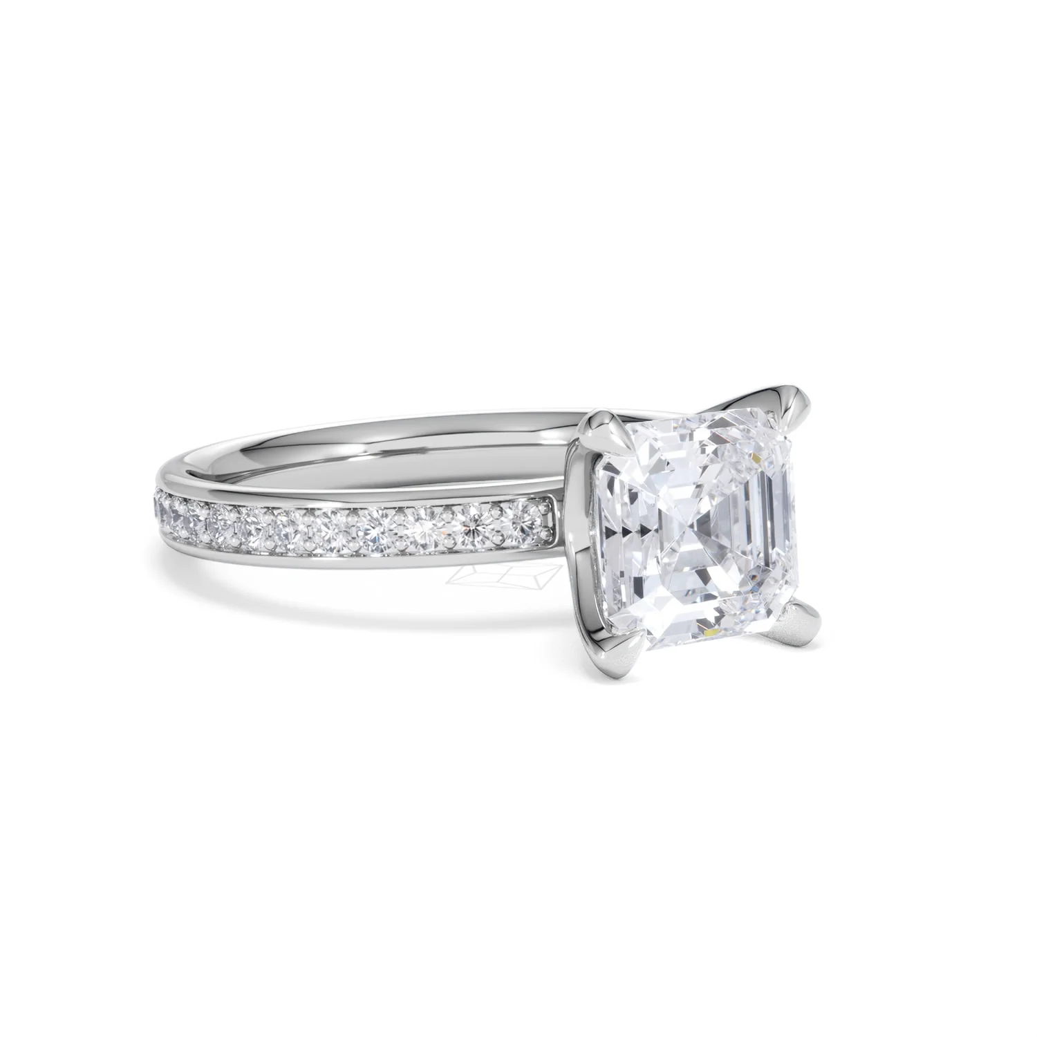 Origin 2.25ct Asscher Cut Lab Diamond Solitaire Engagement Ring with Side Stones in Platinum - Image 14