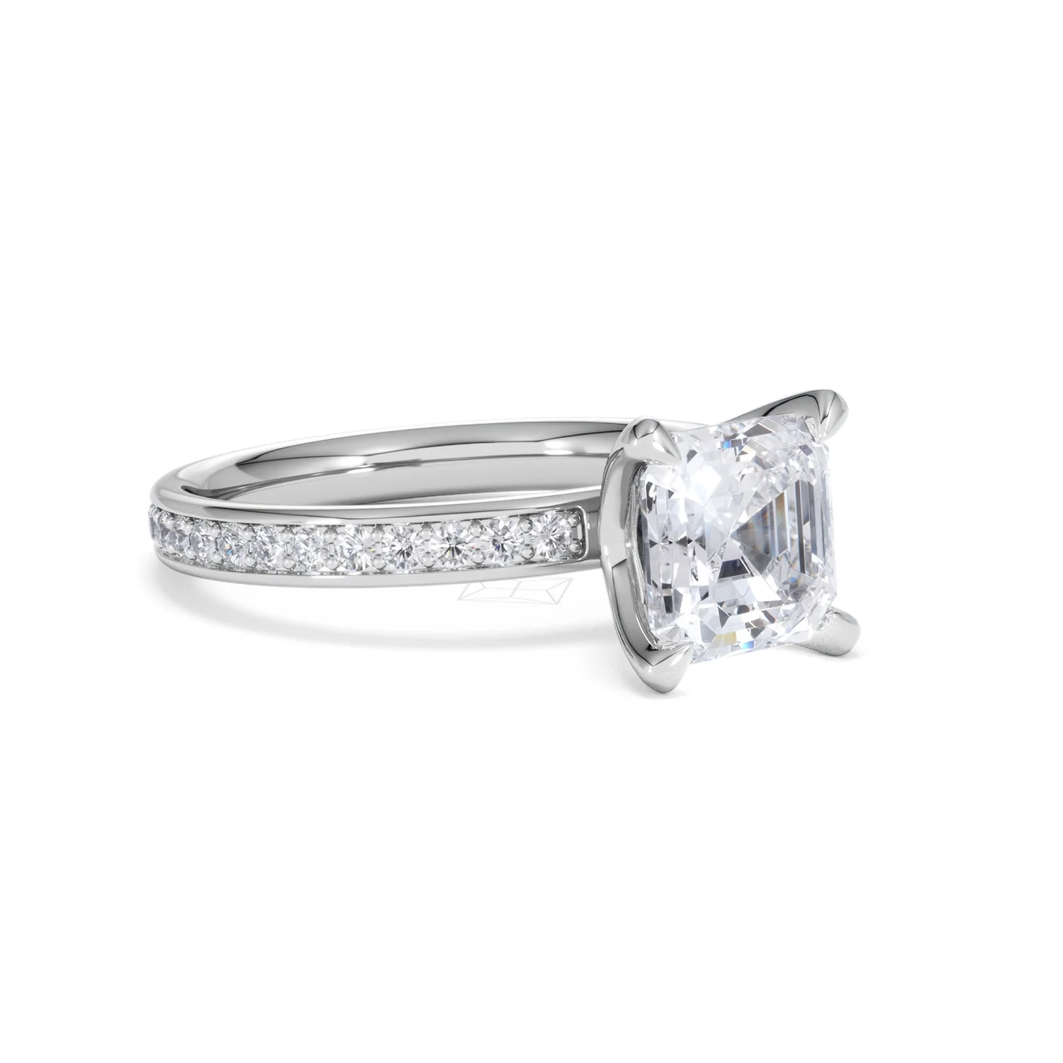 Origin 2.25ct Asscher Cut Lab Diamond Solitaire Engagement Ring with Side Stones in Platinum - Image 15