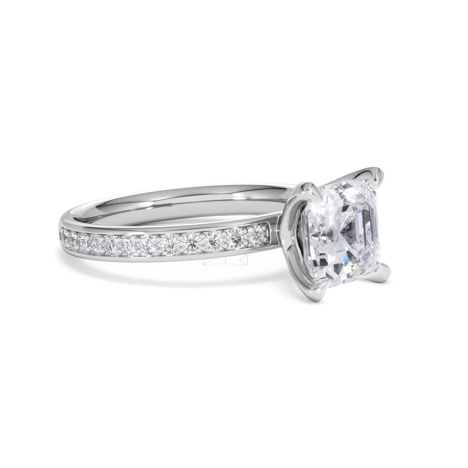 Origin 2.25ct Asscher Cut Lab Diamond Solitaire Engagement Ring with Side Stones in Platinum - Image 17