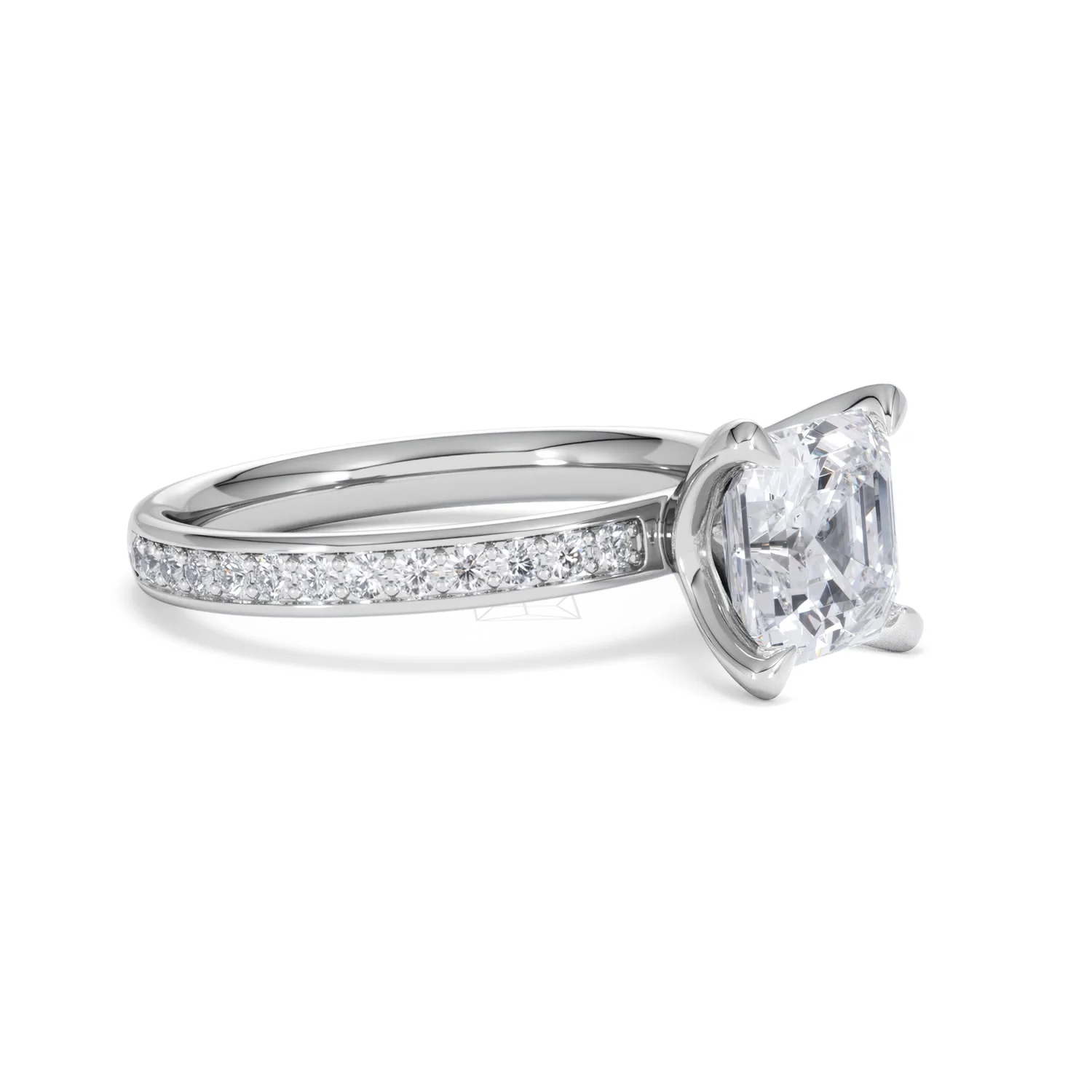 Origin 2.25ct Asscher Cut Lab Diamond Solitaire Engagement Ring with Side Stones in Platinum - Image 18