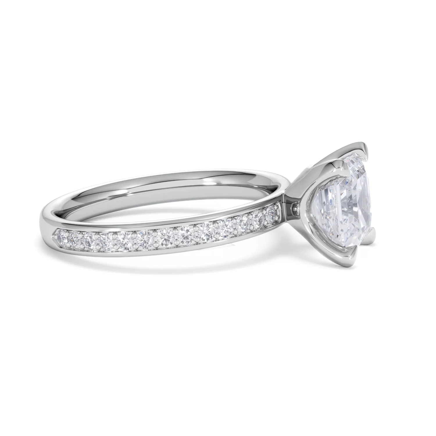 Origin 2.25ct Asscher Cut Lab Diamond Solitaire Engagement Ring with Side Stones in Platinum - Image 23