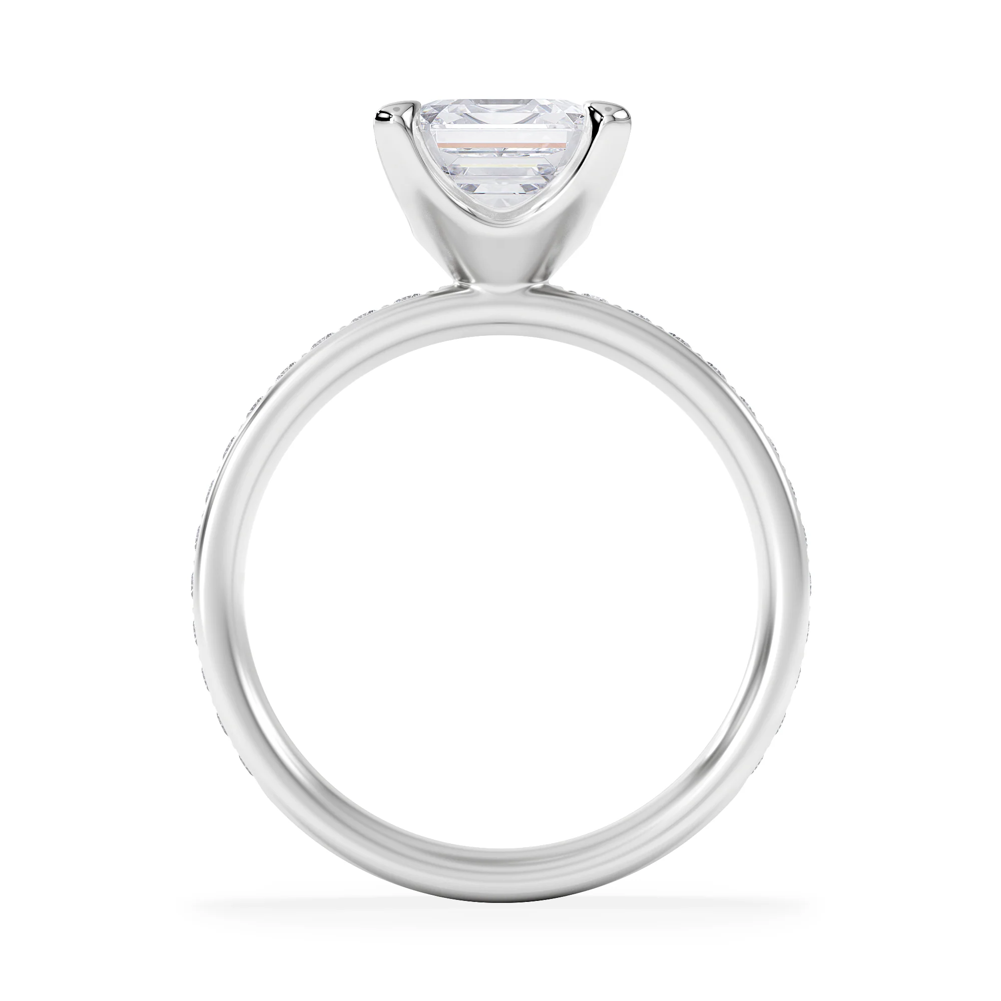 Origin 2.25ct Asscher Cut Lab Diamond Solitaire Engagement Ring with Side Stones in Platinum - Image 3