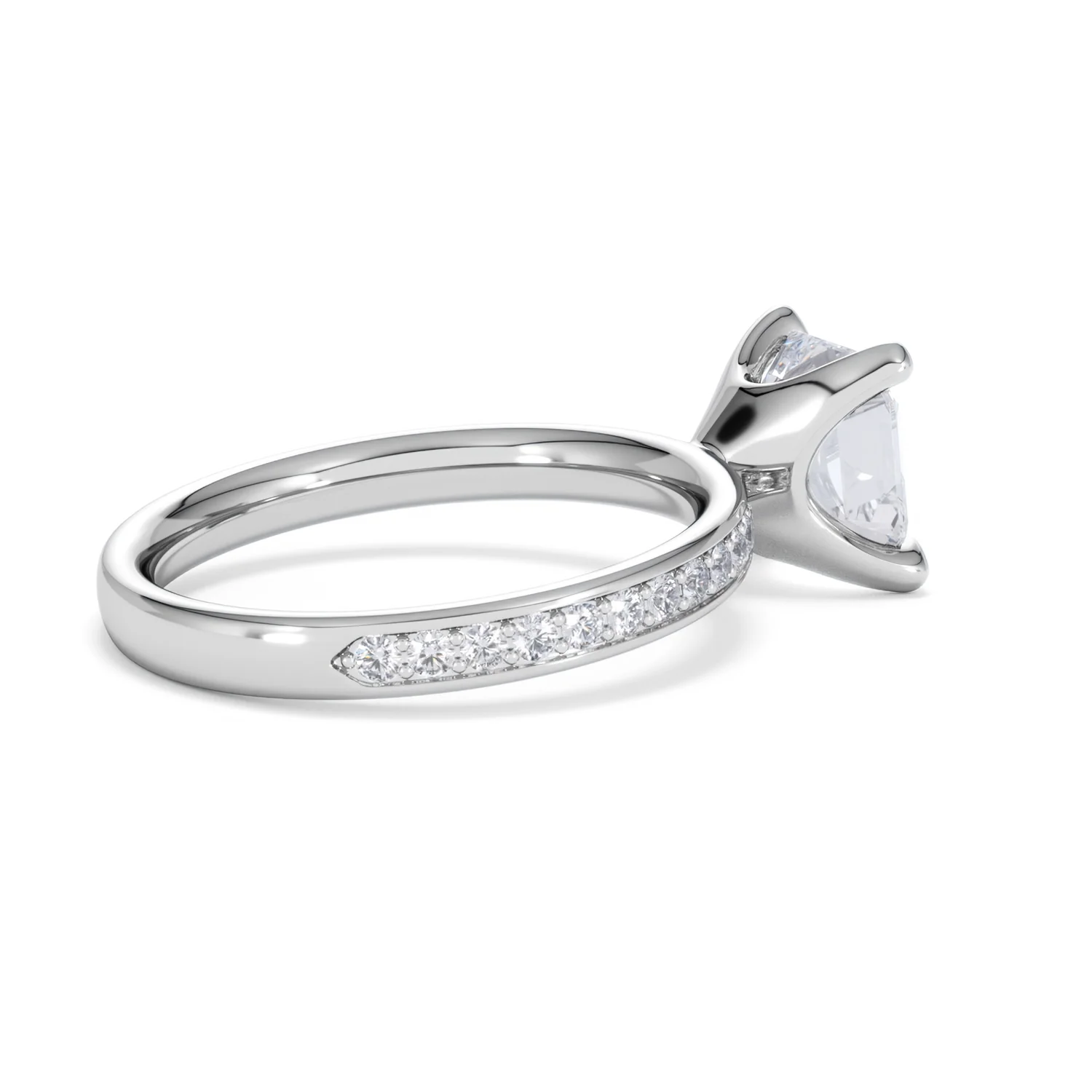 Origin 2.25ct Asscher Cut Lab Diamond Solitaire Engagement Ring with Side Stones in Platinum - Image 33