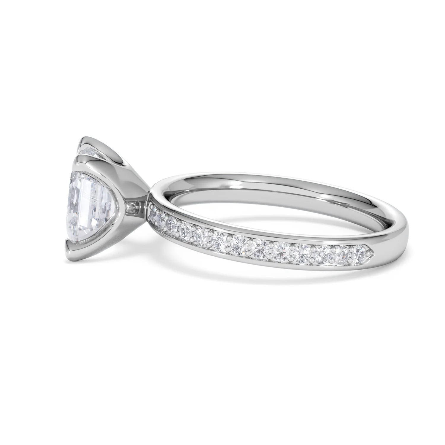 Origin 2.25ct Asscher Cut Lab Diamond Solitaire Engagement Ring with Side Stones in Platinum - Image 67