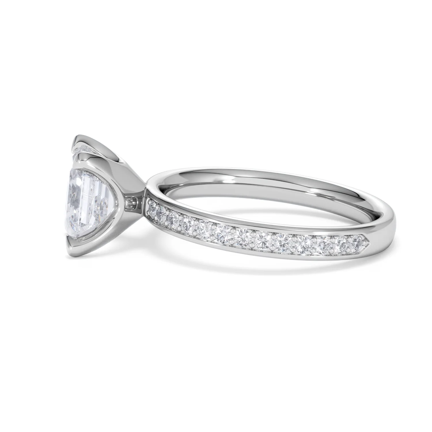 Origin 2.25ct Asscher Cut Lab Diamond Solitaire Engagement Ring with Side Stones in Platinum - Image 68