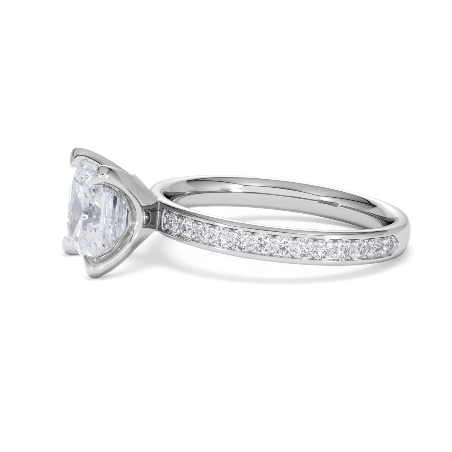 Origin 2.25ct Asscher Cut Lab Diamond Solitaire Engagement Ring with Side Stones in Platinum - Image 71