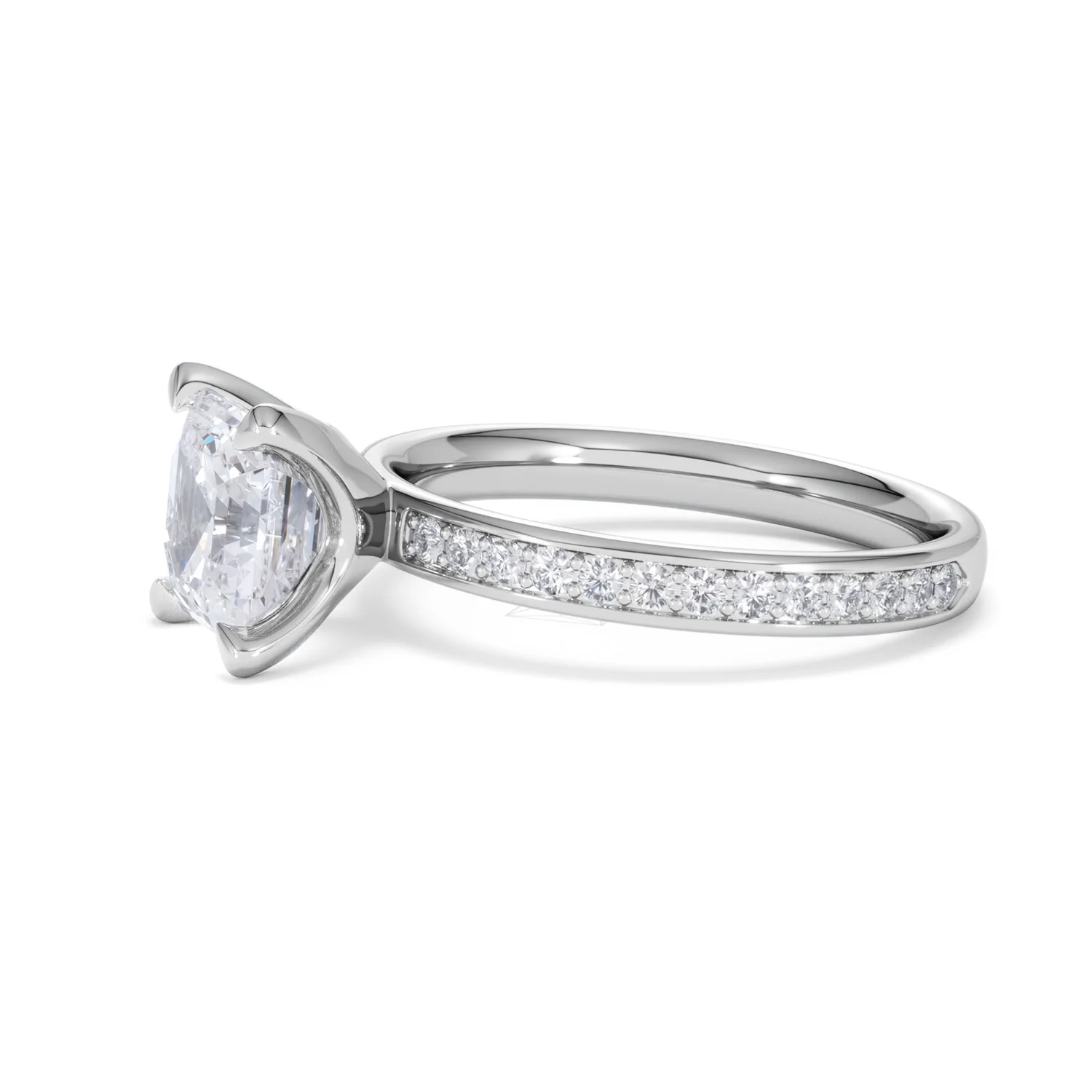 Origin 2.25ct Asscher Cut Lab Diamond Solitaire Engagement Ring with Side Stones in Platinum - Image 72