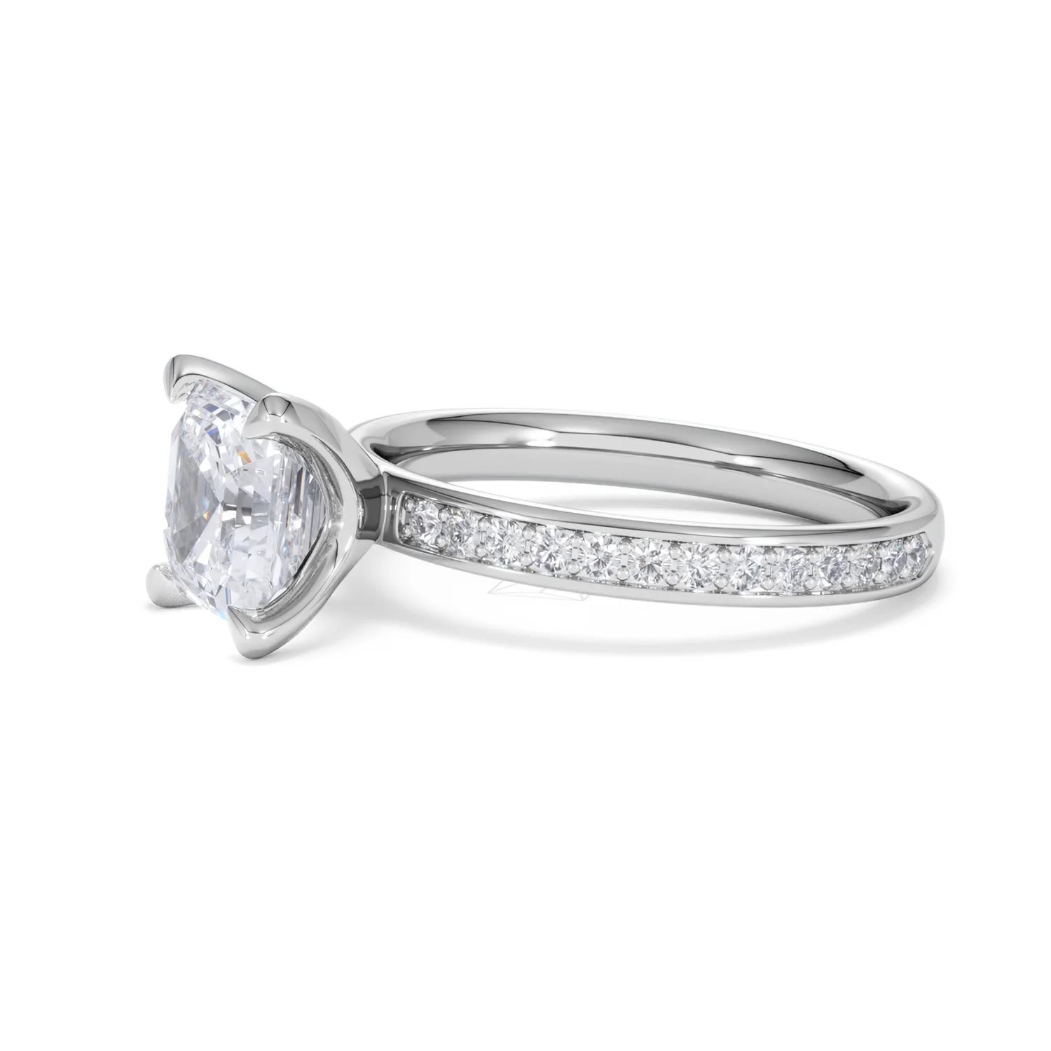 Origin 2.25ct Asscher Cut Lab Diamond Solitaire Engagement Ring with Side Stones in Platinum - Image 73
