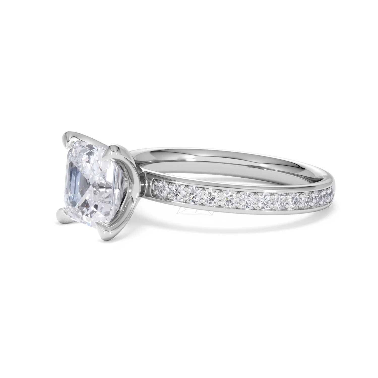 Origin 2.25ct Asscher Cut Lab Diamond Solitaire Engagement Ring with Side Stones in Platinum - Image 75