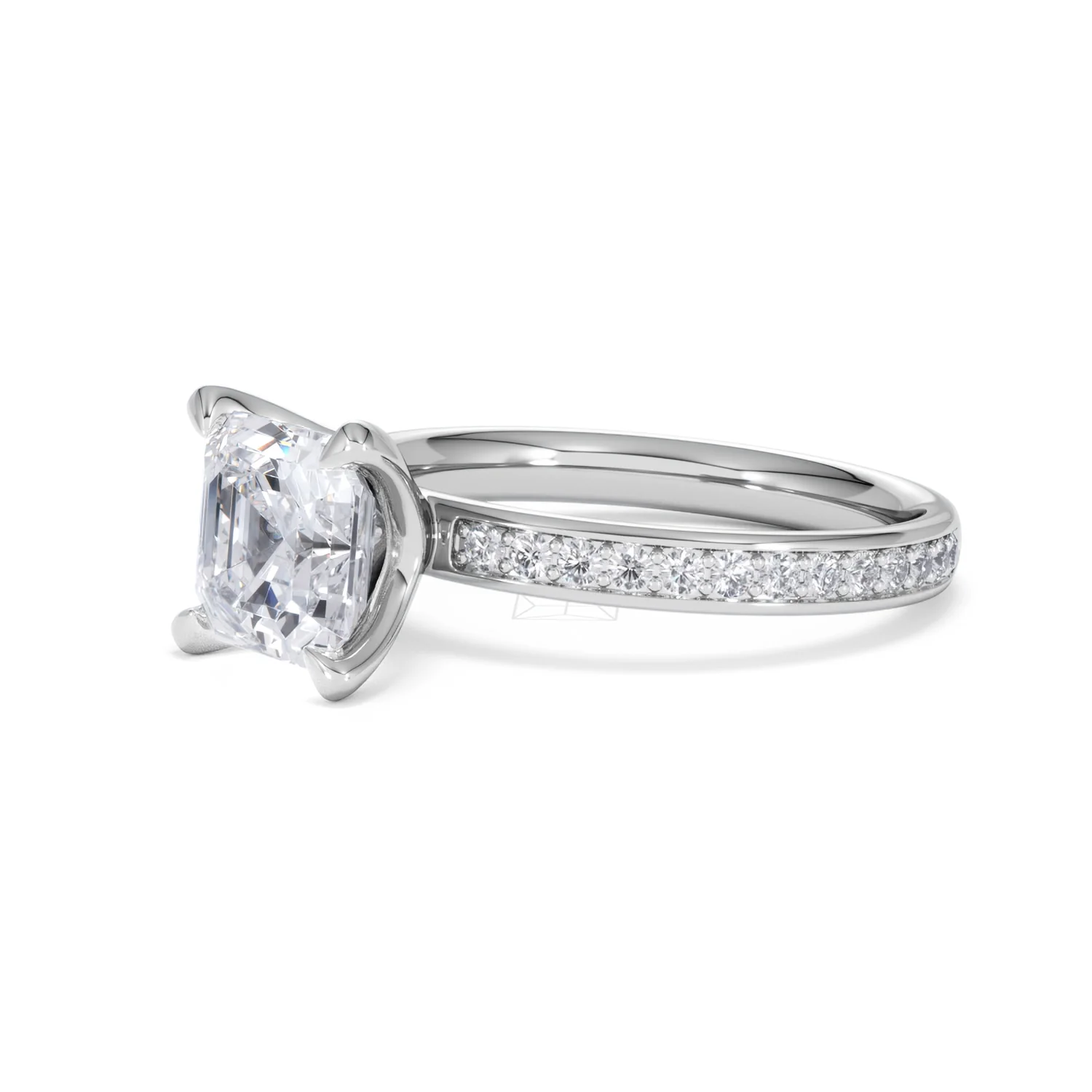 Origin 2.25ct Asscher Cut Lab Diamond Solitaire Engagement Ring with Side Stones in Platinum - Image 76