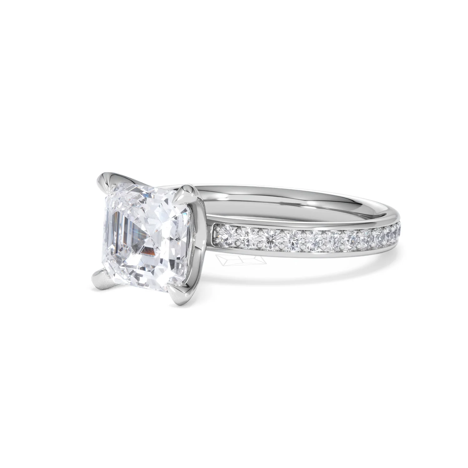 Origin 2.25ct Asscher Cut Lab Diamond Solitaire Engagement Ring with Side Stones in Platinum - Image 79