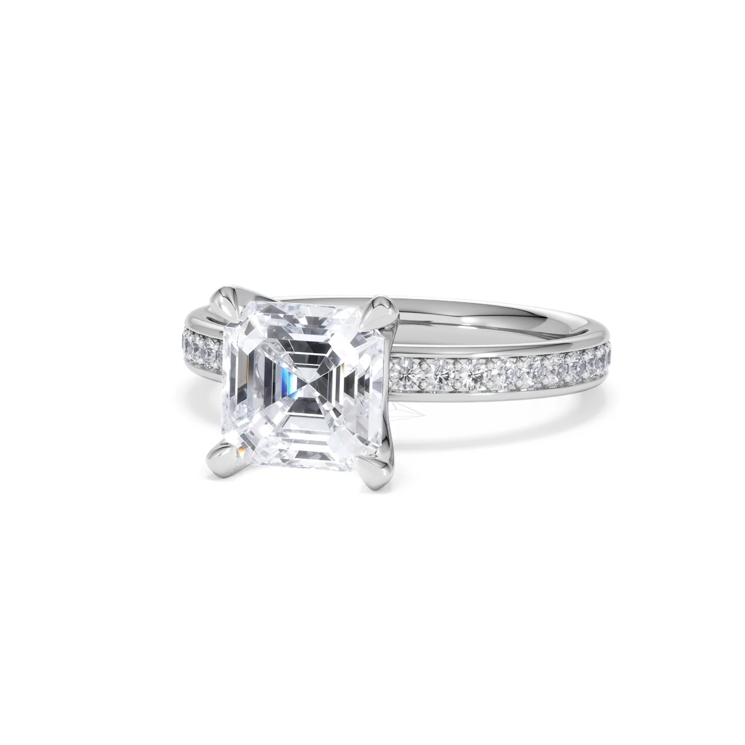 Origin 2.25ct Asscher Cut Lab Diamond Solitaire Engagement Ring with Side Stones in Platinum - Image 83