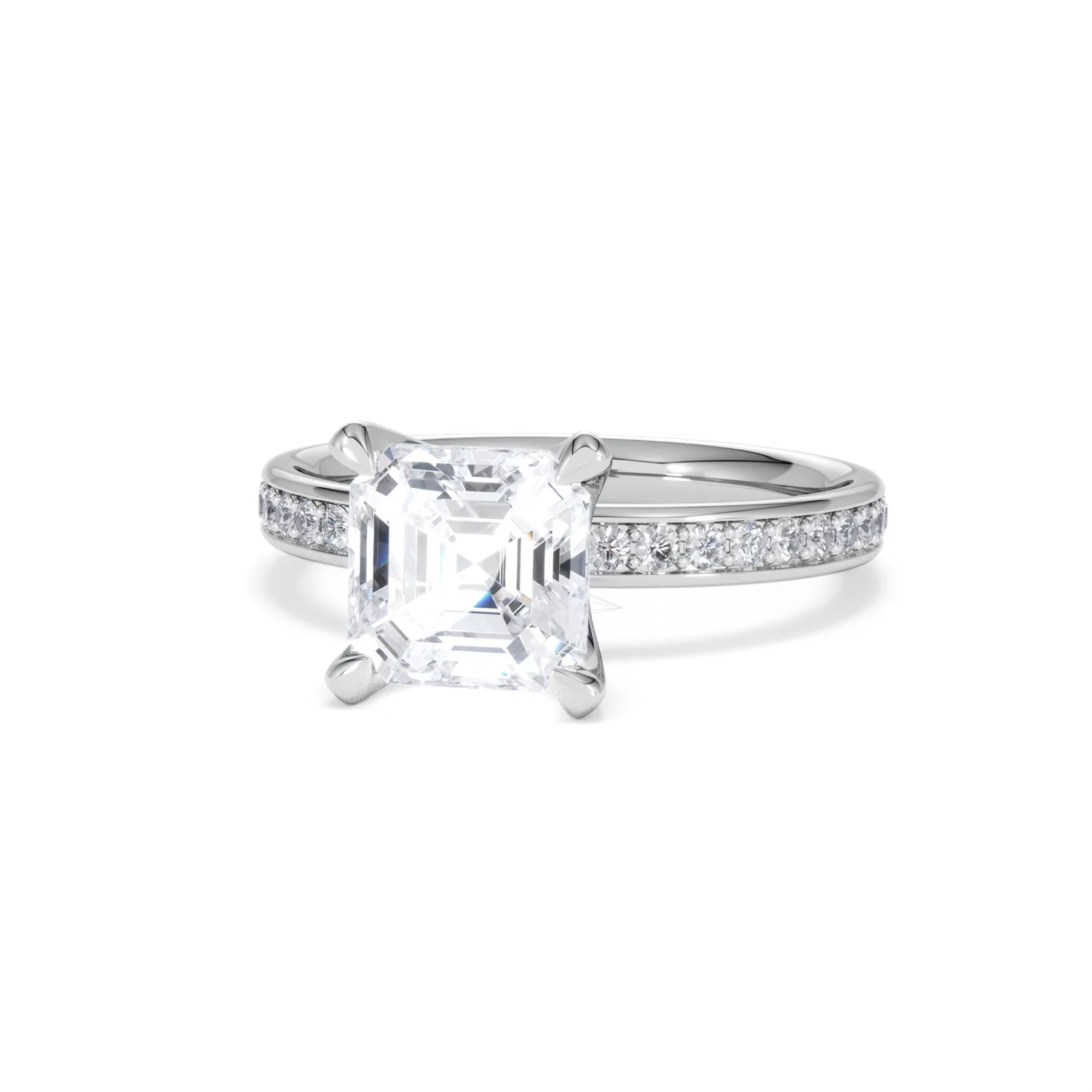 Origin 2.25ct Asscher Cut Lab Diamond Solitaire Engagement Ring with Side Stones in Platinum - Image 84