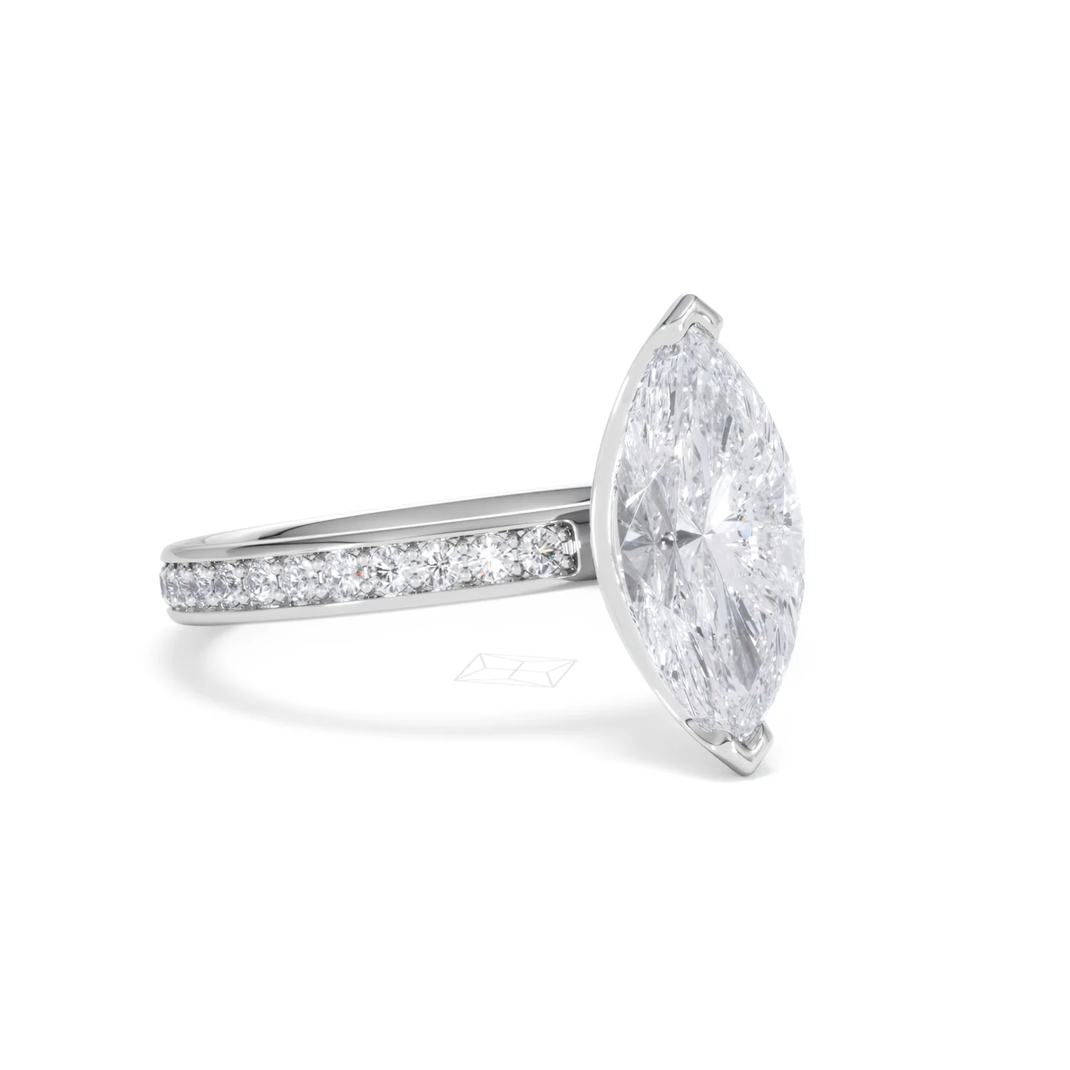 Origin 2.25ct Marquise Cut Lab Diamond Solitaire Engagement Ring with Side Stones in 18K White Gold - Image 14