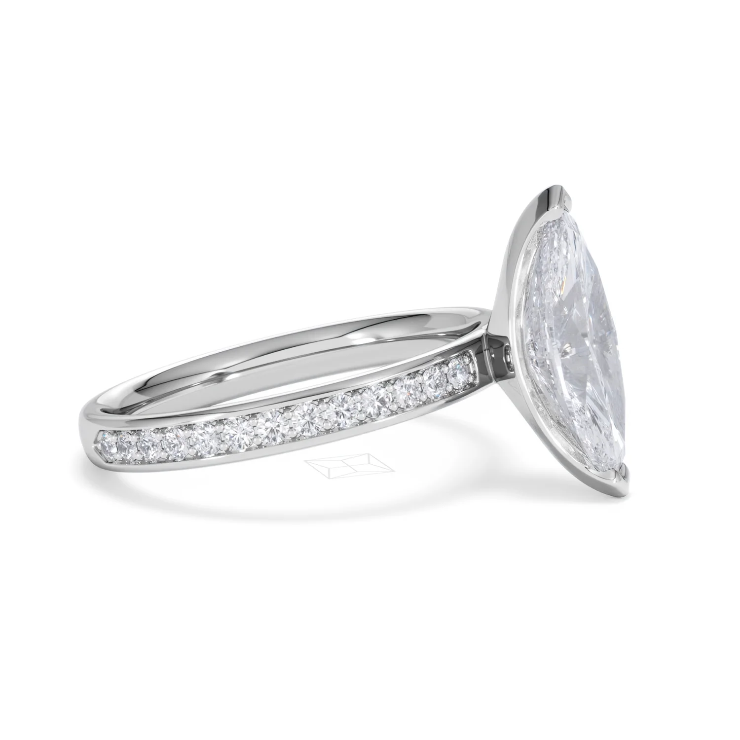 Origin 2.25ct Marquise Cut Lab Diamond Solitaire Engagement Ring with Side Stones in 18K White Gold - Image 22