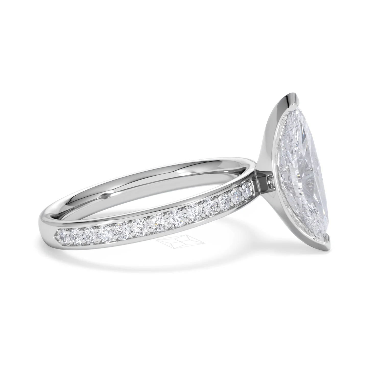 Origin 2.25ct Marquise Cut Lab Diamond Solitaire Engagement Ring with Side Stones in 18K White Gold - Image 24