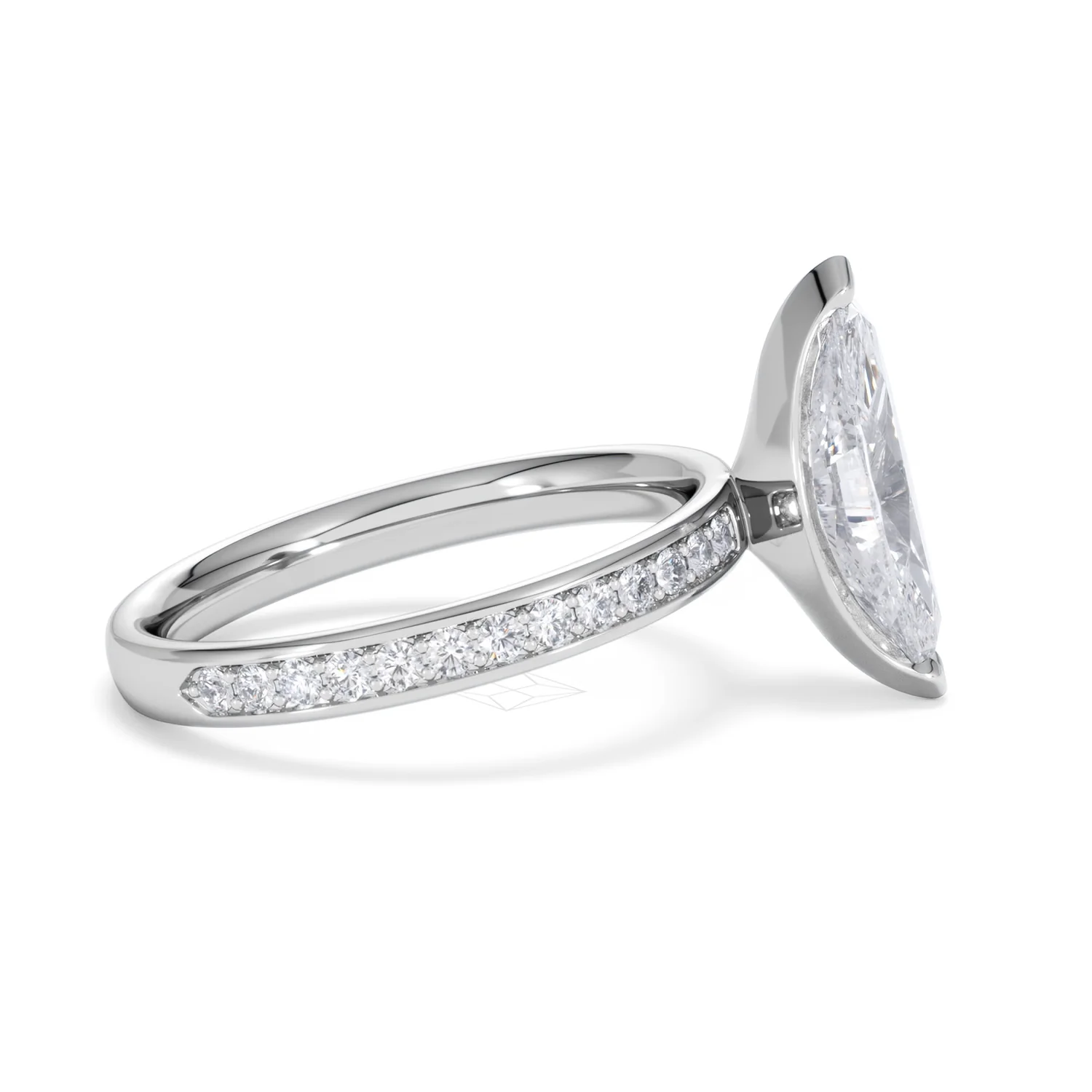 Origin 2.25ct Marquise Cut Lab Diamond Solitaire Engagement Ring with Side Stones in 18K White Gold - Image 26