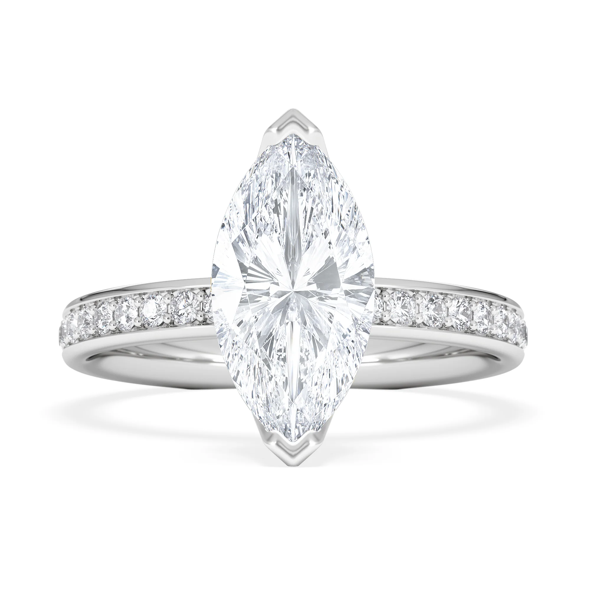 Origin 2.25ct Marquise Cut Lab Diamond Solitaire Engagement Ring with Side Stones in 18K White Gold - Image 6