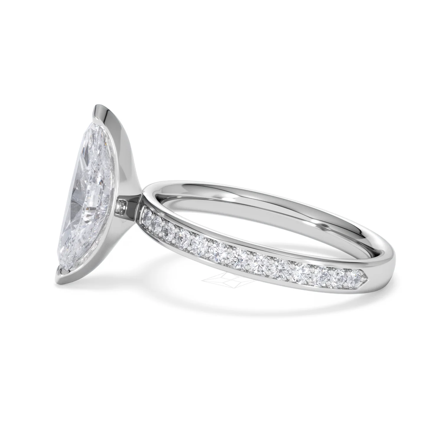 Origin 2.25ct Marquise Cut Lab Diamond Solitaire Engagement Ring with Side Stones in 18K White Gold - Image 68