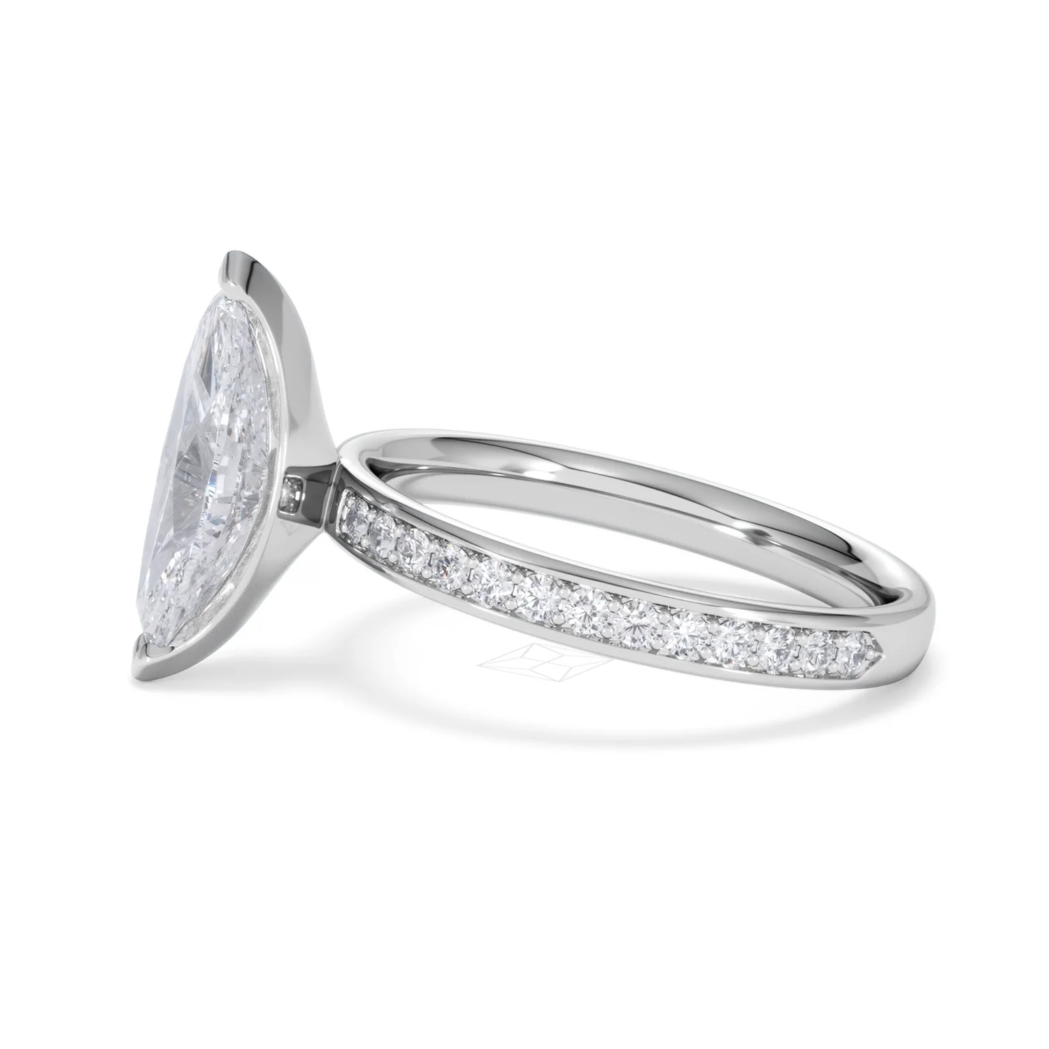 Origin 2.25ct Marquise Cut Lab Diamond Solitaire Engagement Ring with Side Stones in 18K White Gold - Image 69