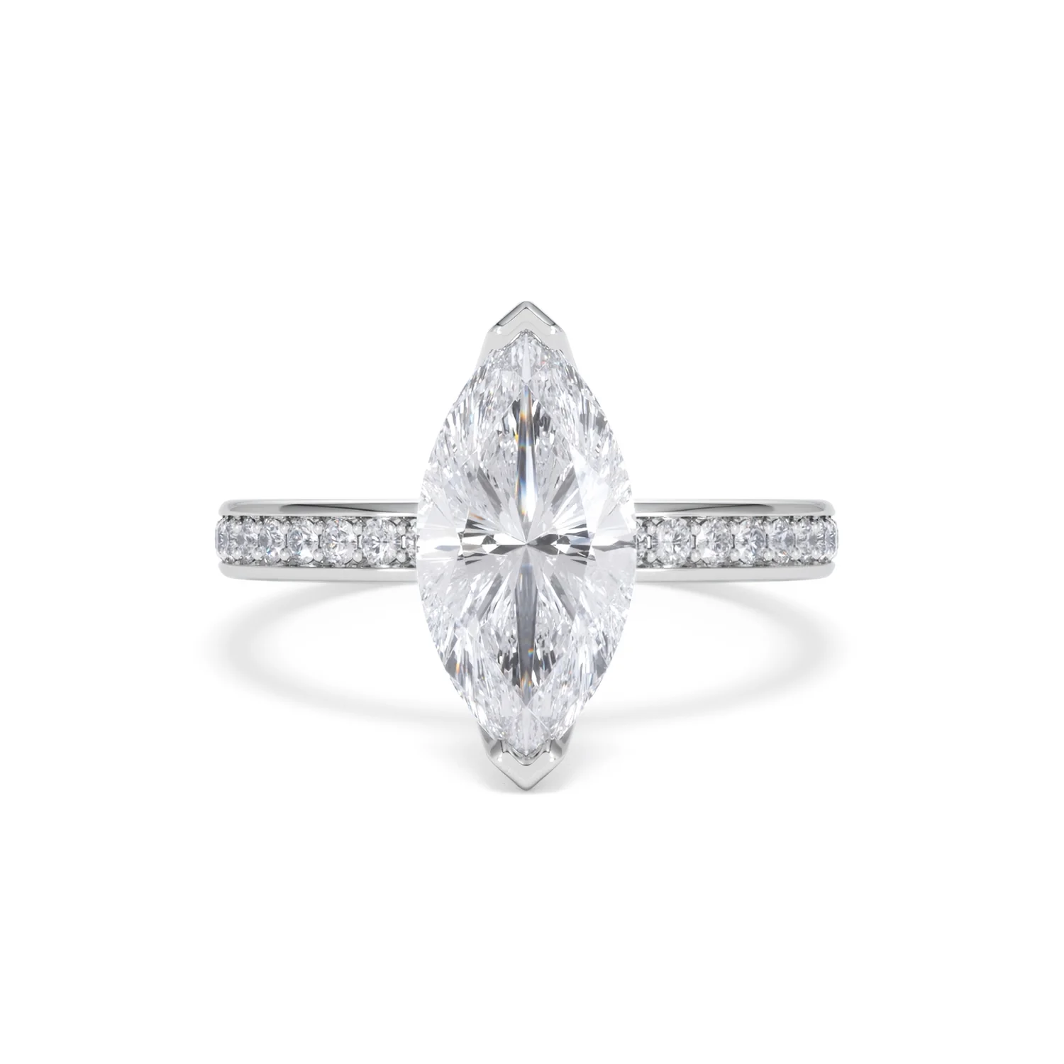 Origin 2.25ct Marquise Cut Lab Diamond Solitaire Engagement Ring with Side Stones in 18K White Gold - Image 7