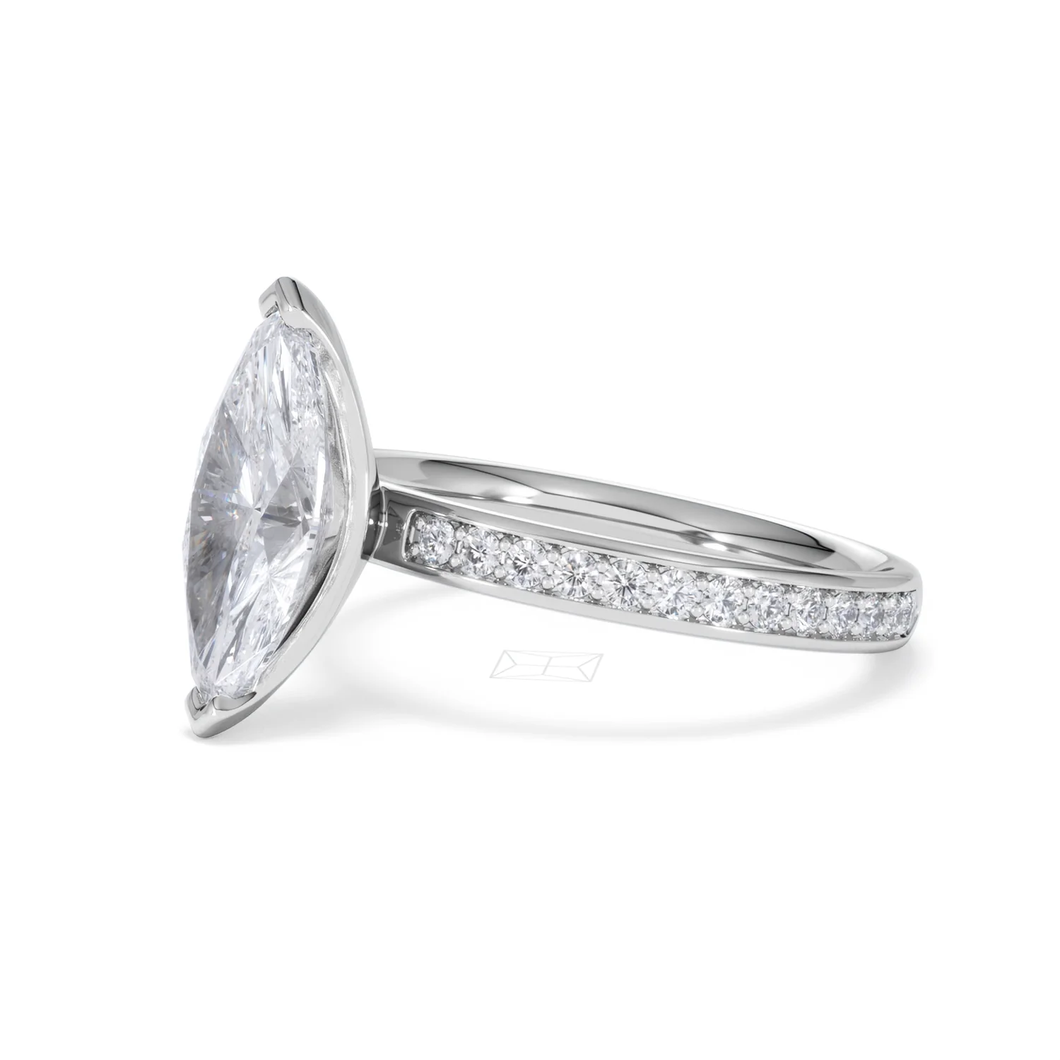 Origin 2.25ct Marquise Cut Lab Diamond Solitaire Engagement Ring with Side Stones in 18K White Gold - Image 75