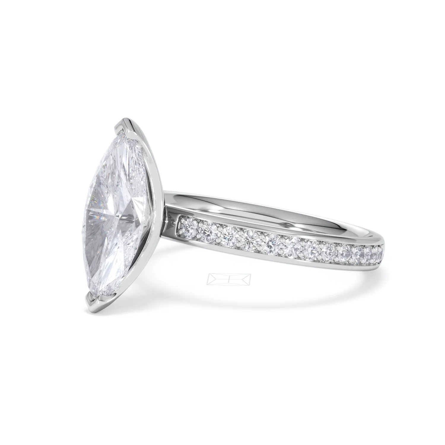 Origin 2.25ct Marquise Cut Lab Diamond Solitaire Engagement Ring with Side Stones in 18K White Gold - Image 76