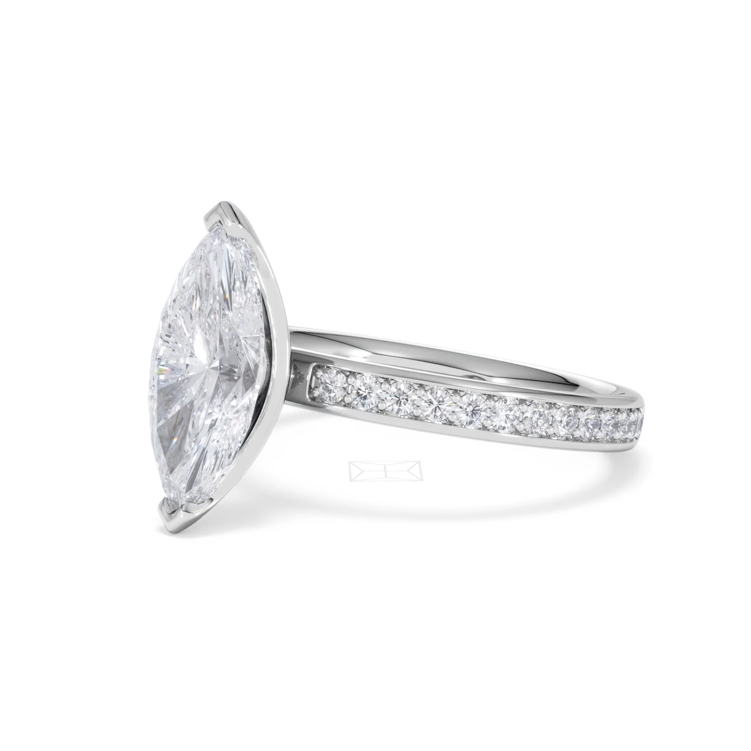 Origin 2.25ct Marquise Cut Lab Diamond Solitaire Engagement Ring with Side Stones in 18K White Gold - Image 77
