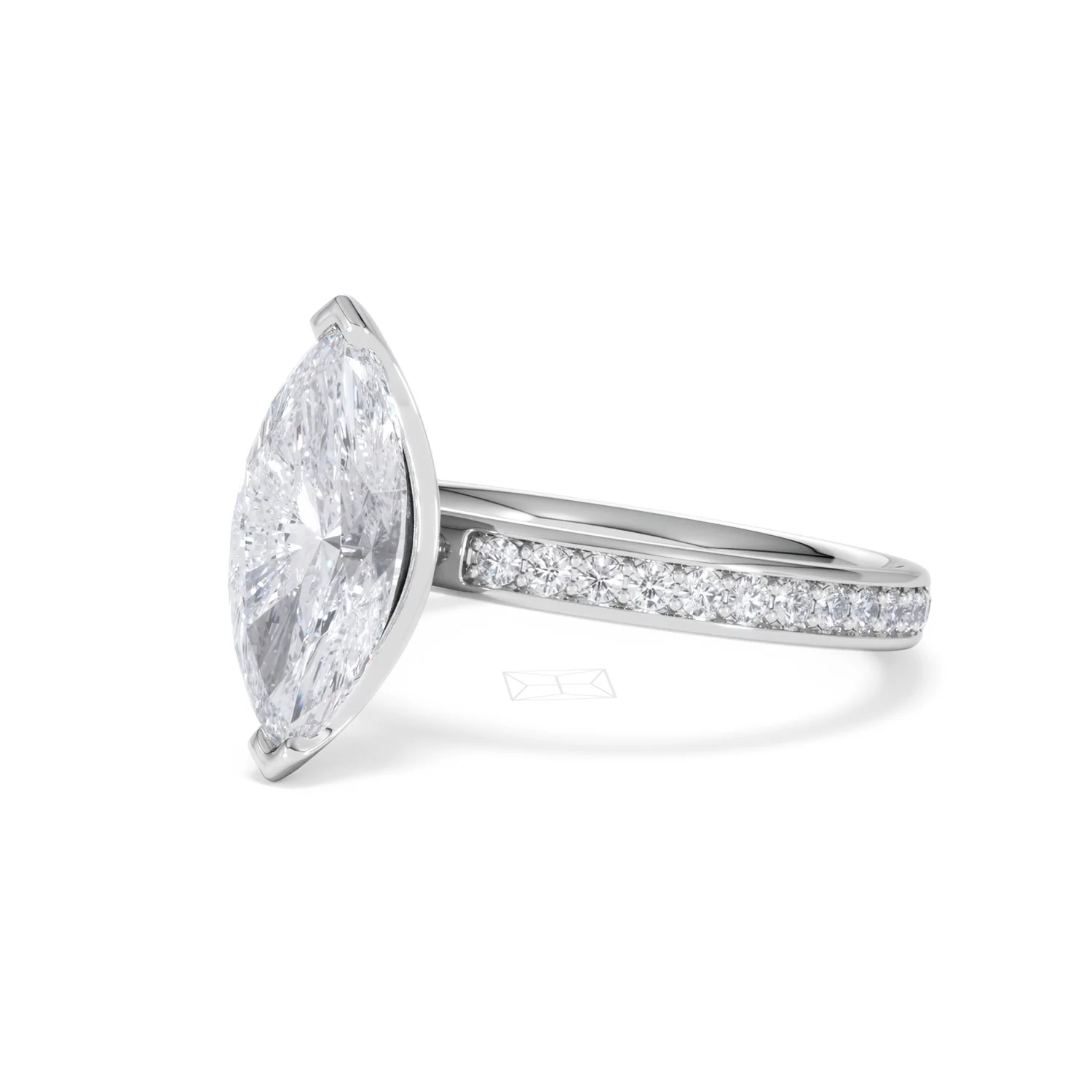 Origin 2.25ct Marquise Cut Lab Diamond Solitaire Engagement Ring with Side Stones in 18K White Gold - Image 78