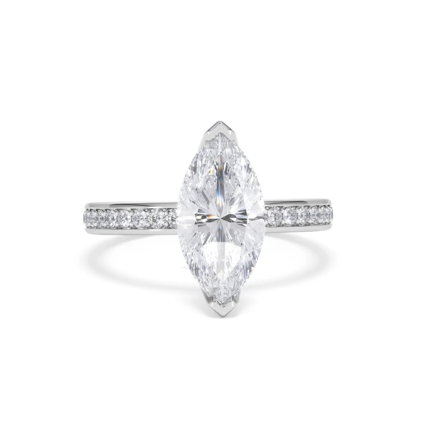 Origin 2.25ct Marquise Cut Lab Diamond Solitaire Engagement Ring with Side Stones in 18K White Gold - Image 8