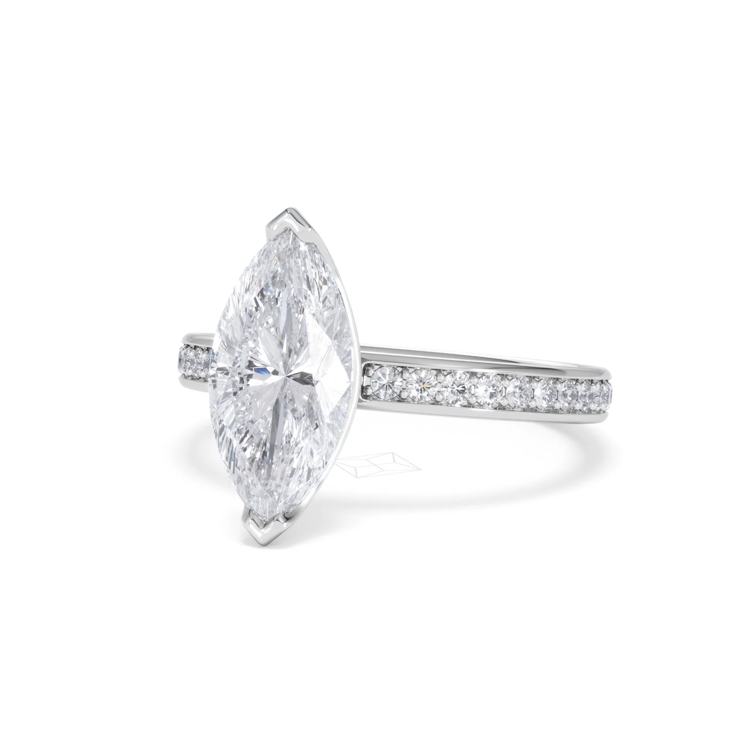Origin 2.25ct Marquise Cut Lab Diamond Solitaire Engagement Ring with Side Stones in 18K White Gold - Image 82