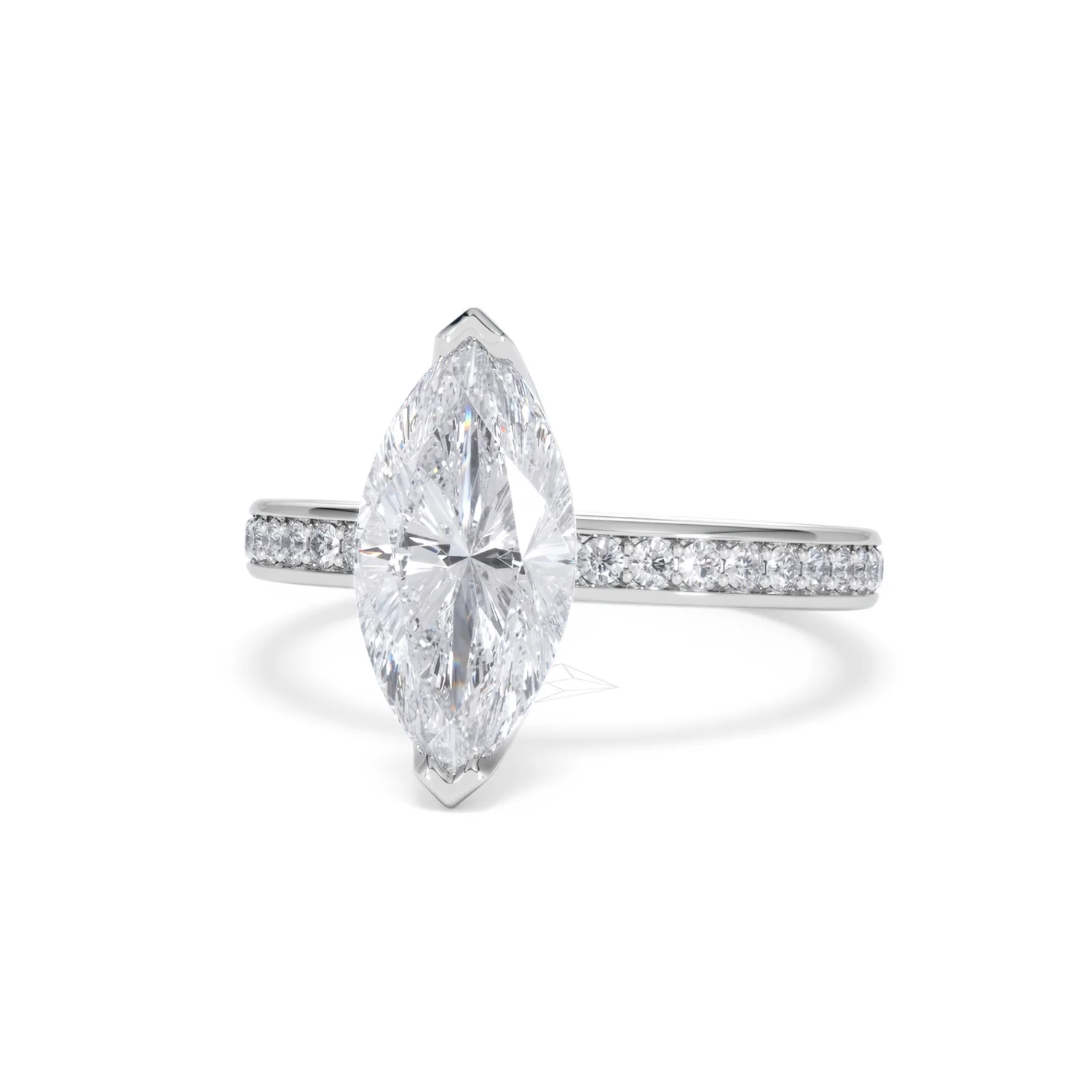 Origin 2.25ct Marquise Cut Lab Diamond Solitaire Engagement Ring with Side Stones in 18K White Gold - Image 84