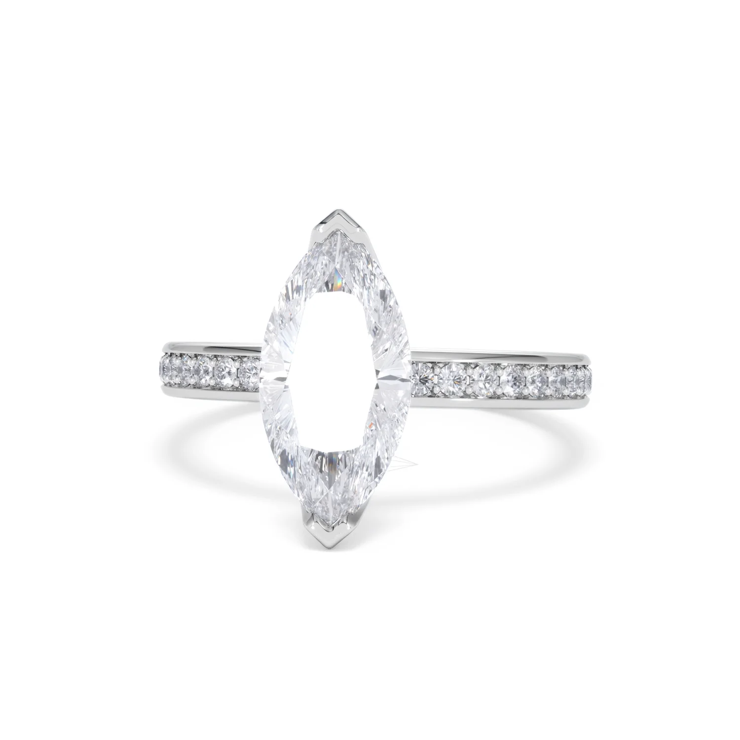 Origin 2.25ct Marquise Cut Lab Diamond Solitaire Engagement Ring with Side Stones in 18K White Gold - Image 85