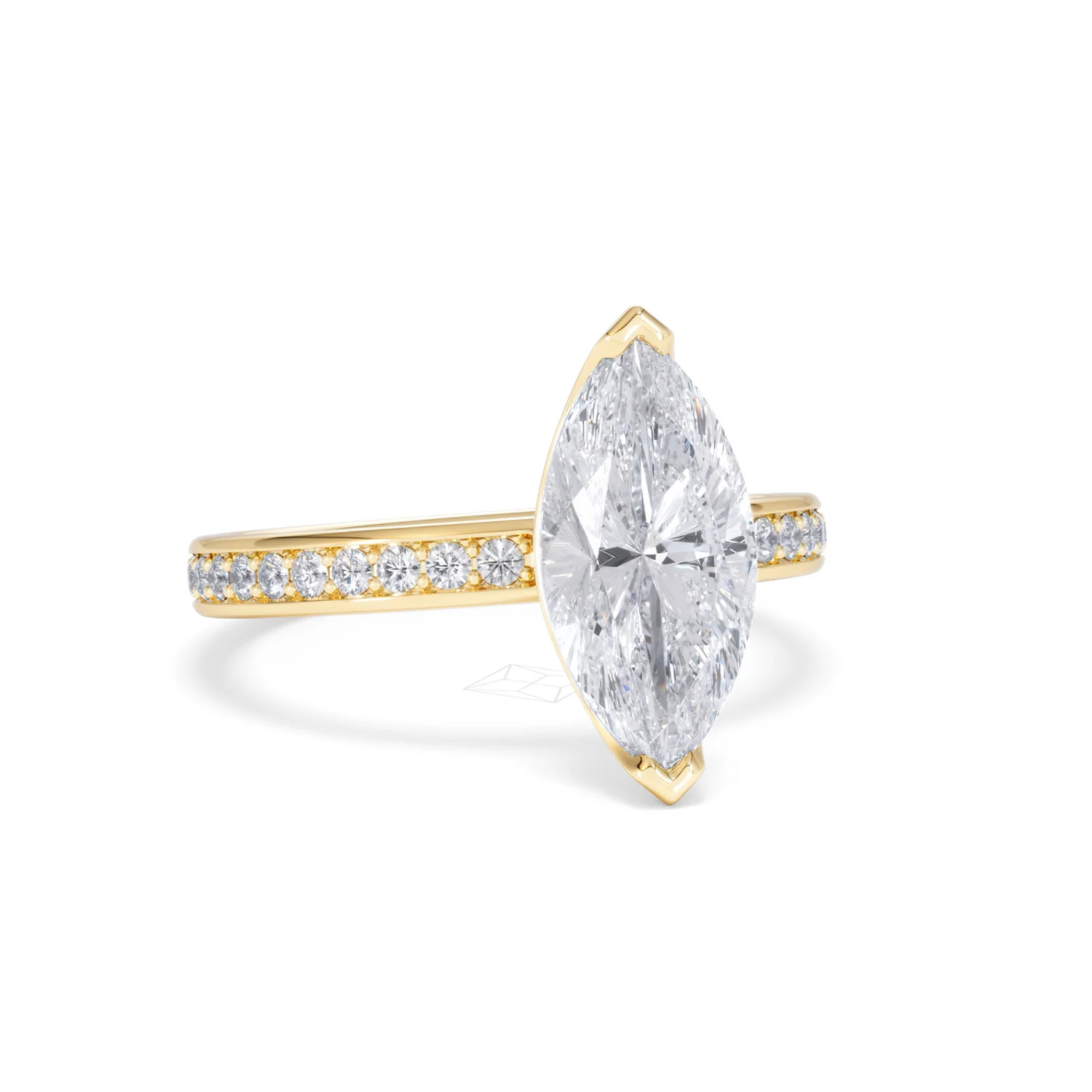 Origin 2.25ct Marquise Cut Lab Diamond Solitaire Engagement Ring with Side Stones in 18K Yellow Gold - Image 11