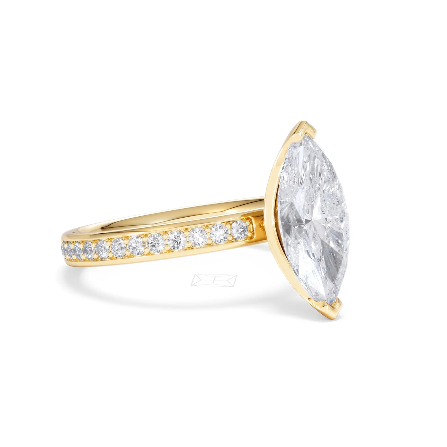Origin 2.25ct Marquise Cut Lab Diamond Solitaire Engagement Ring with Side Stones in 18K Yellow Gold - Image 16