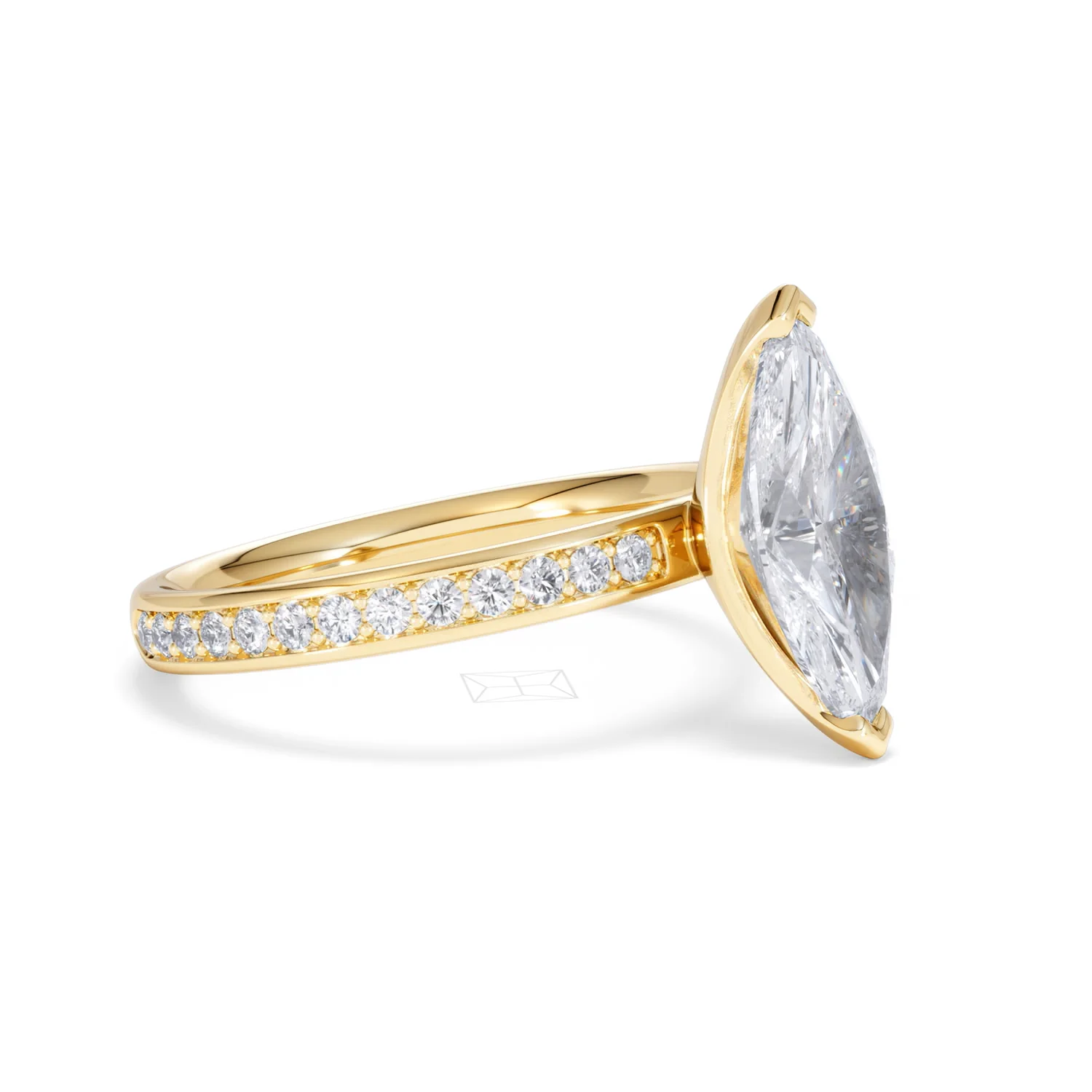 Origin 2.25ct Marquise Cut Lab Diamond Solitaire Engagement Ring with Side Stones in 18K Yellow Gold - Image 19