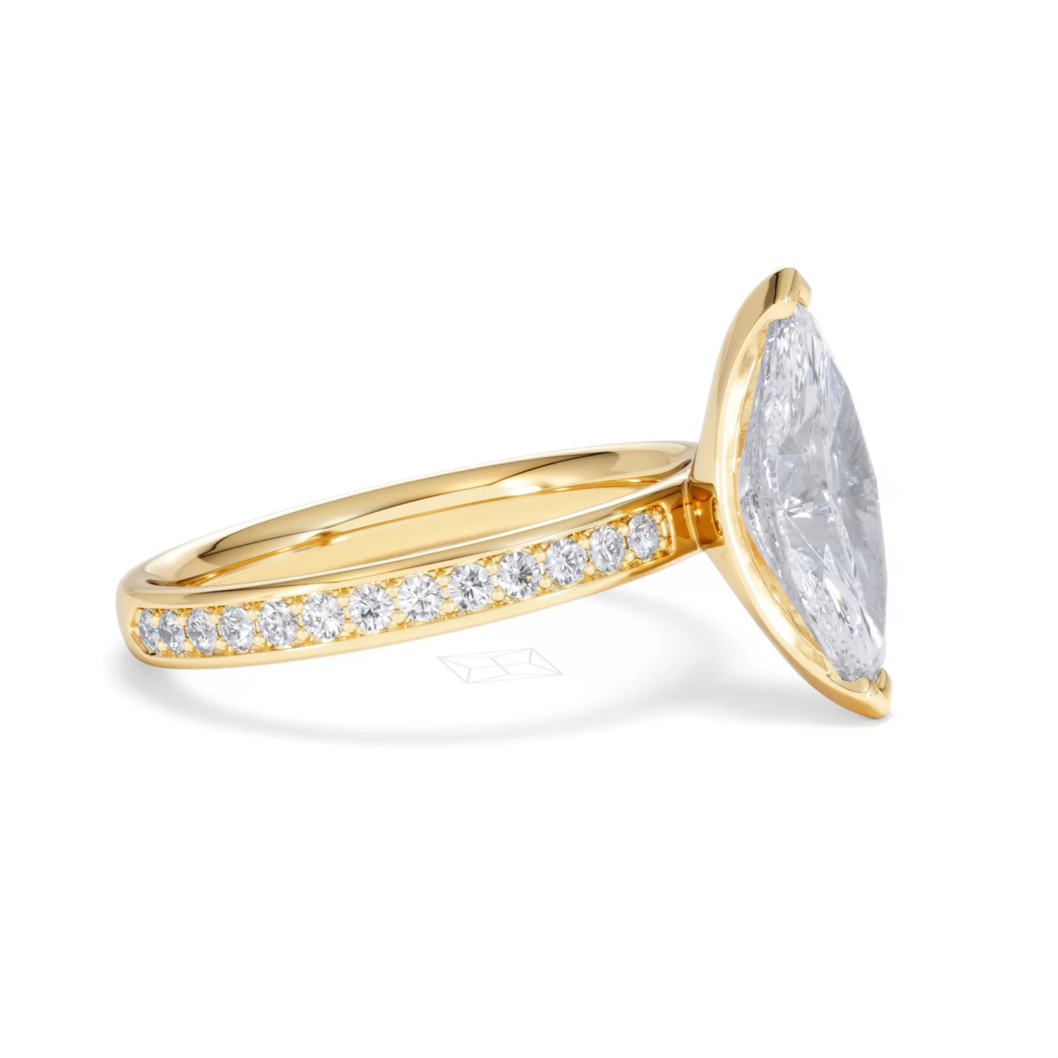 Origin 2.25ct Marquise Cut Lab Diamond Solitaire Engagement Ring with Side Stones in 18K Yellow Gold - Image 21