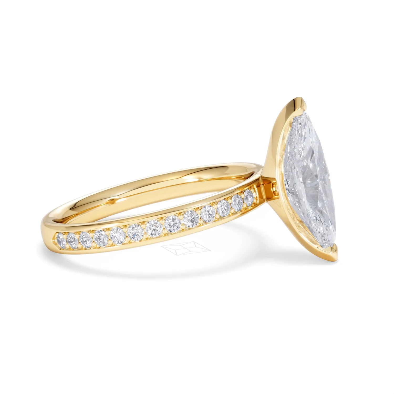 Origin 2.25ct Marquise Cut Lab Diamond Solitaire Engagement Ring with Side Stones in 18K Yellow Gold - Image 23