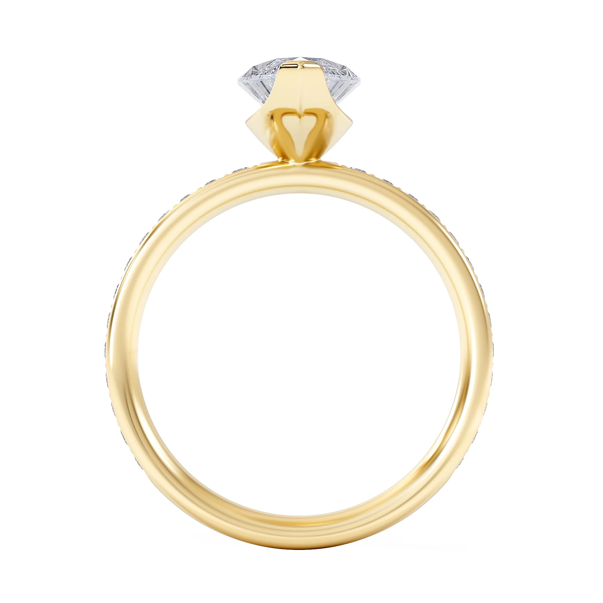 Origin 2.25ct Marquise Cut Lab Diamond Solitaire Engagement Ring with Side Stones in 18K Yellow Gold - Image 3