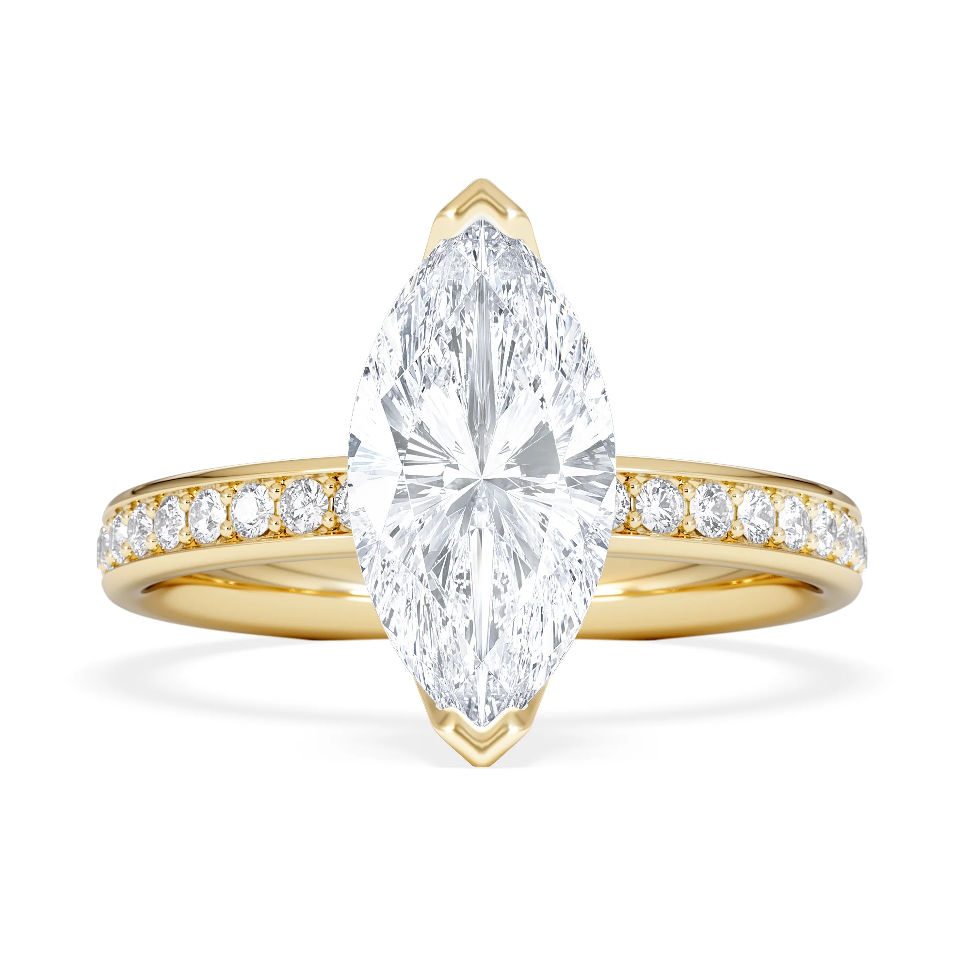 Origin 2.25ct Marquise Cut Lab Diamond Solitaire Engagement Ring with Side Stones in 18K Yellow Gold - Image 6