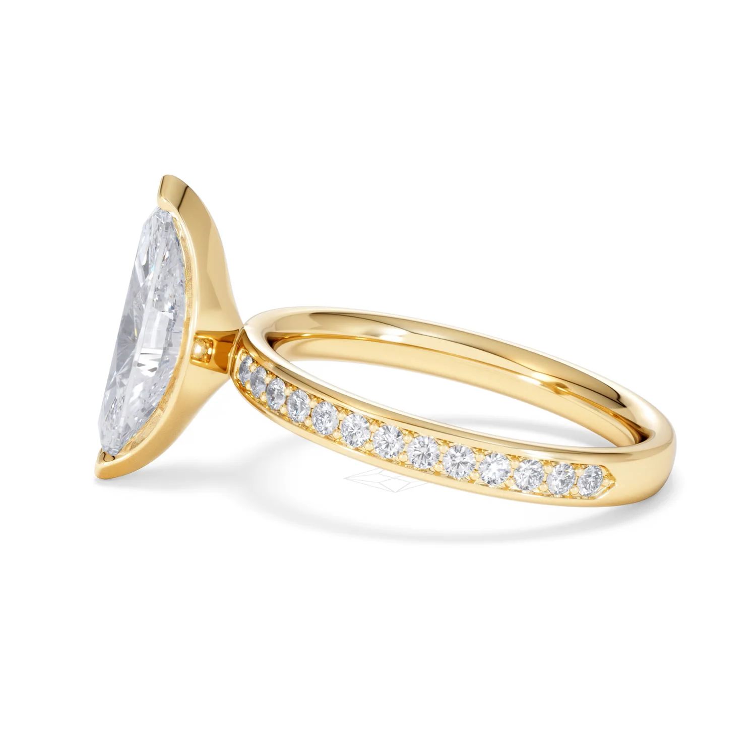 Origin 2.25ct Marquise Cut Lab Diamond Solitaire Engagement Ring with Side Stones in 18K Yellow Gold - Image 67
