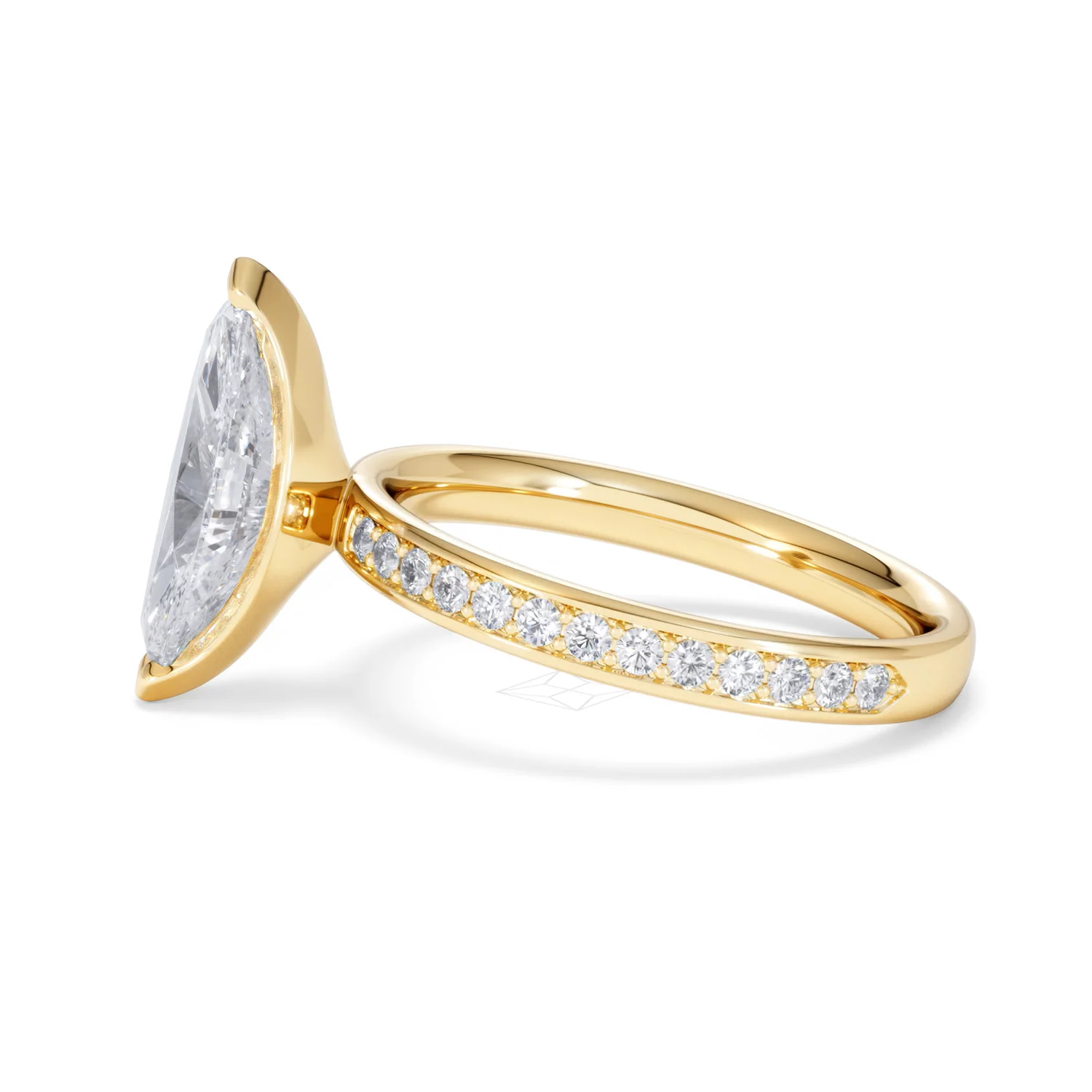 Origin 2.25ct Marquise Cut Lab Diamond Solitaire Engagement Ring with Side Stones in 18K Yellow Gold - Image 68