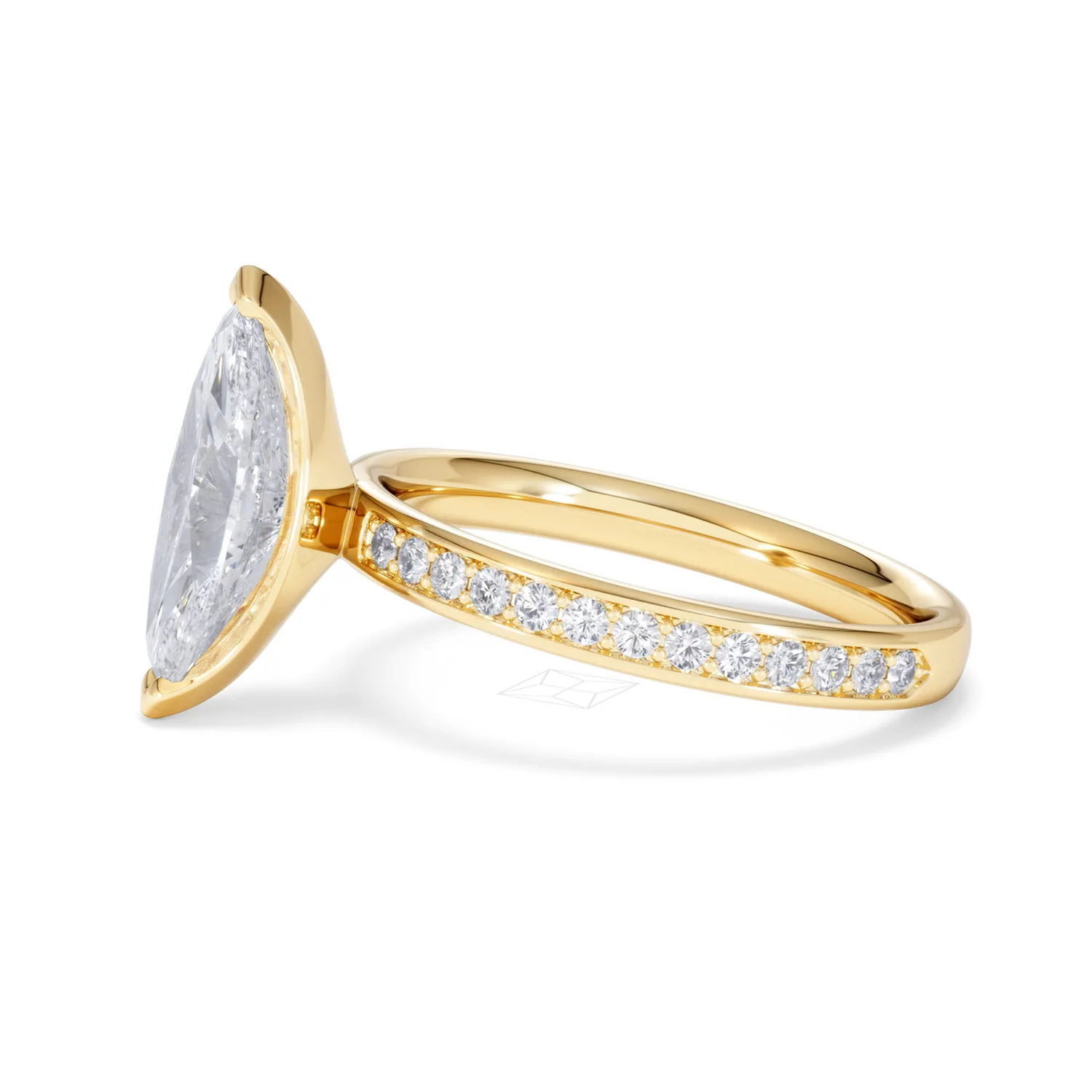 Origin 2.25ct Marquise Cut Lab Diamond Solitaire Engagement Ring with Side Stones in 18K Yellow Gold - Image 70