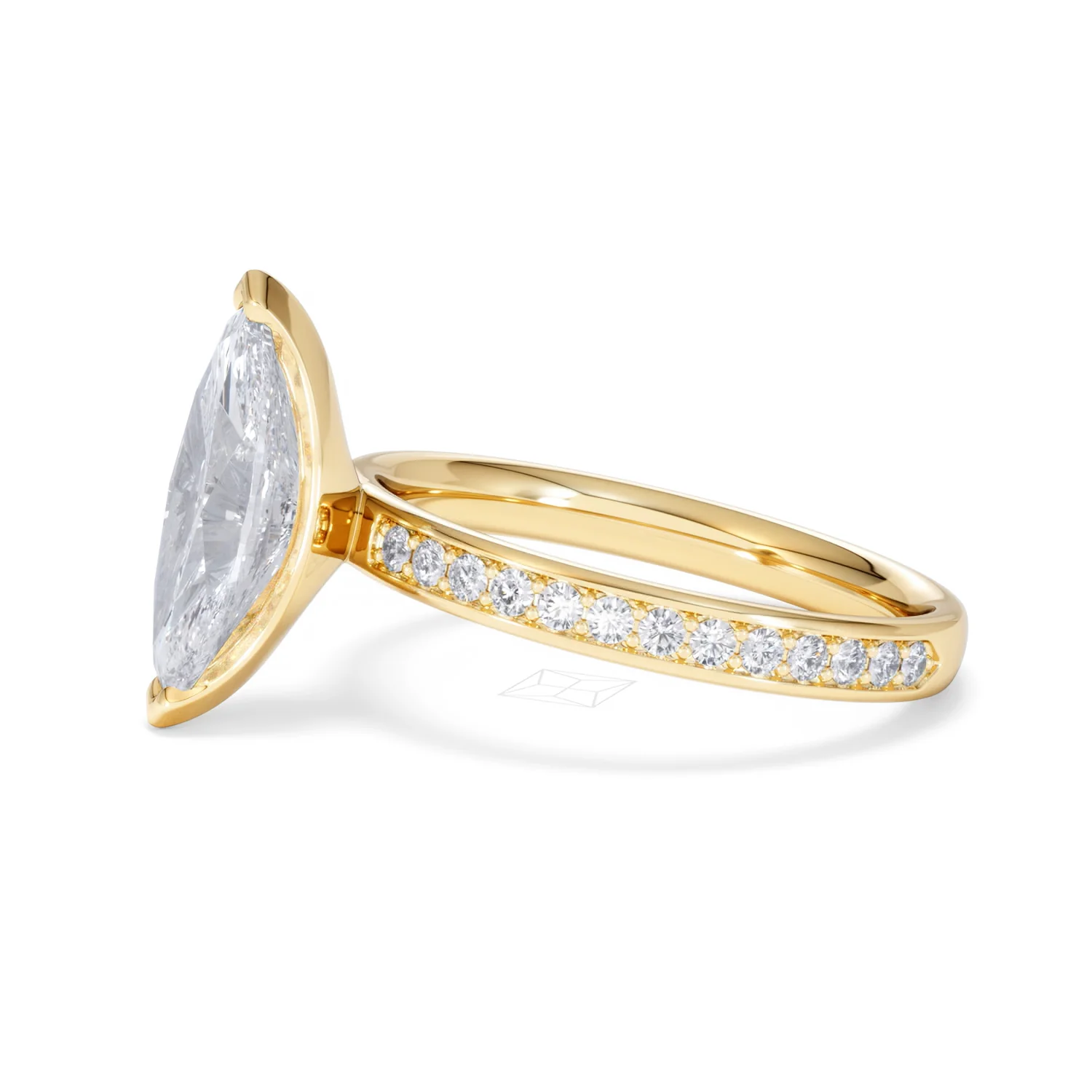 Origin 2.25ct Marquise Cut Lab Diamond Solitaire Engagement Ring with Side Stones in 18K Yellow Gold - Image 71